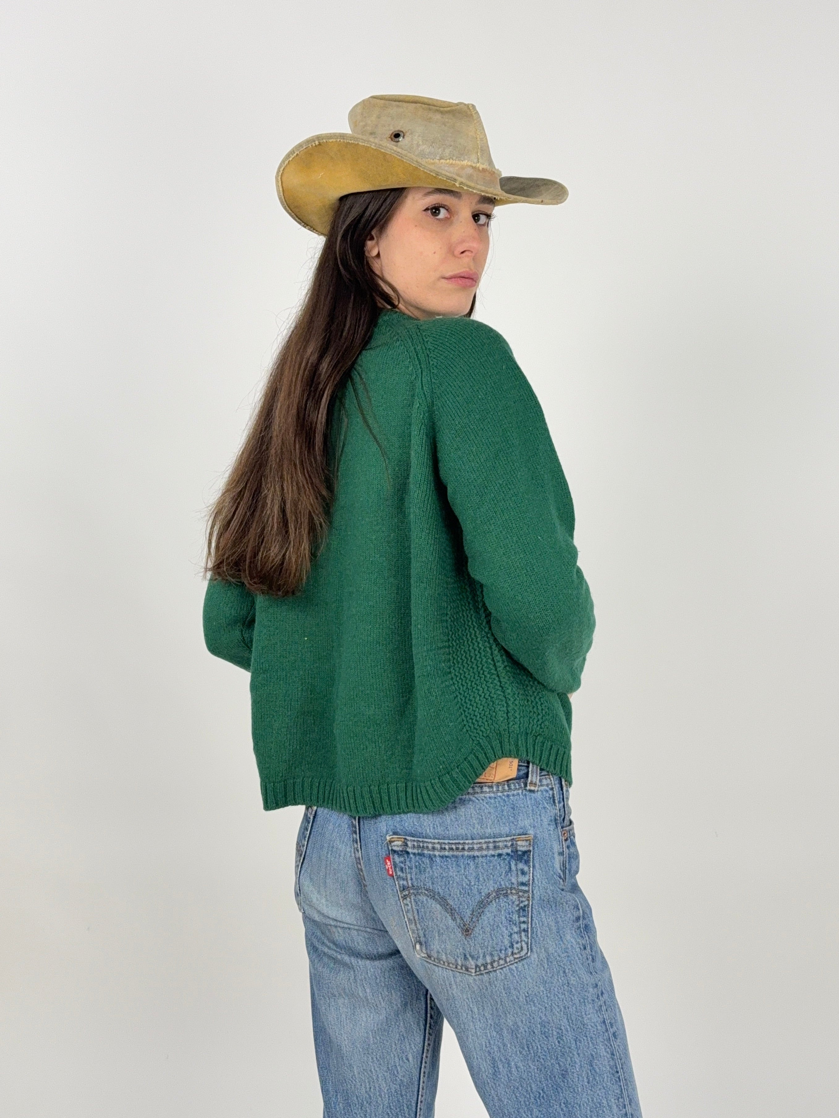 Maglione vintage in lana verde
