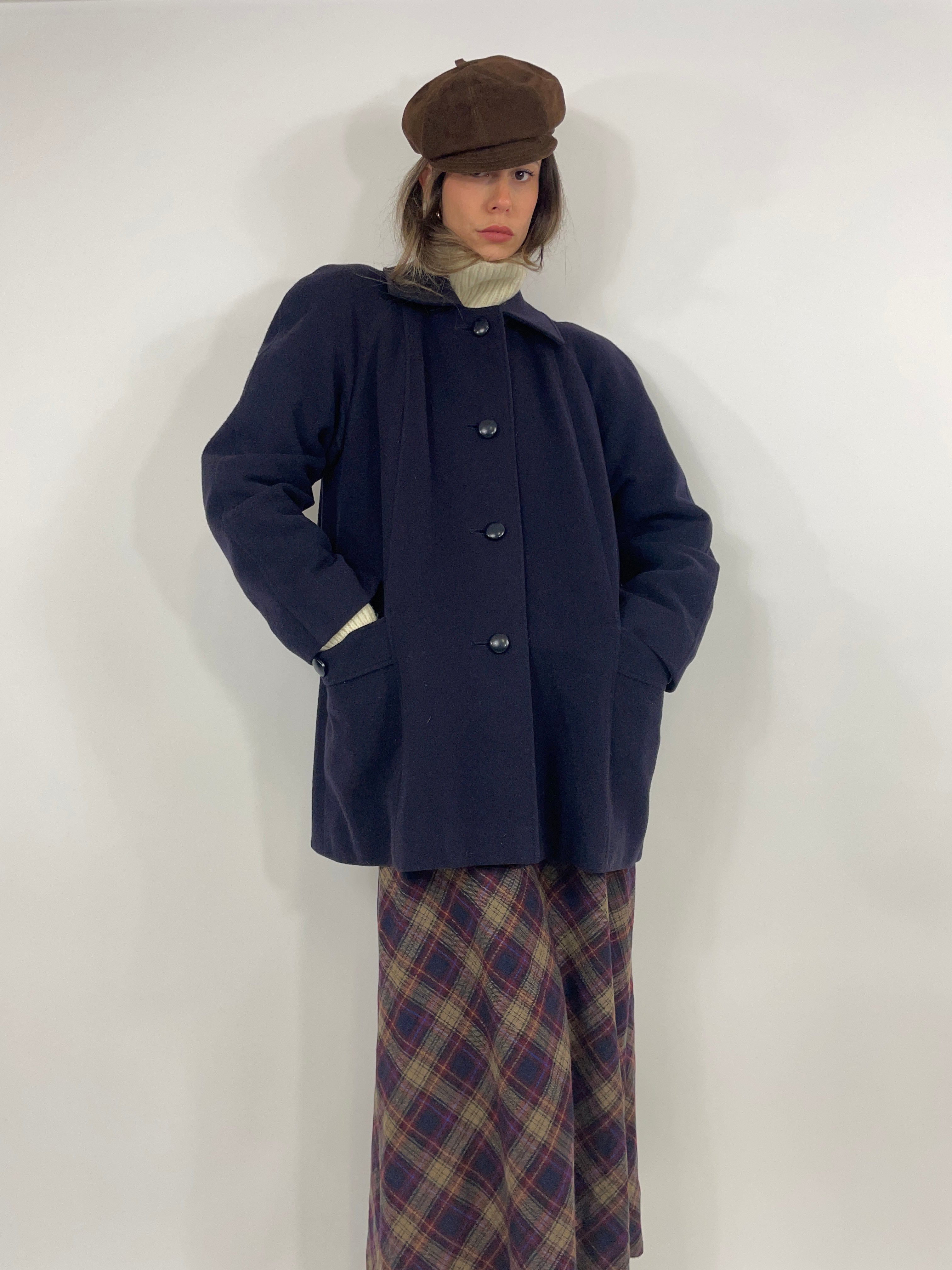 Cappotto Aquascutum in pura lana colore blu Fangovintage