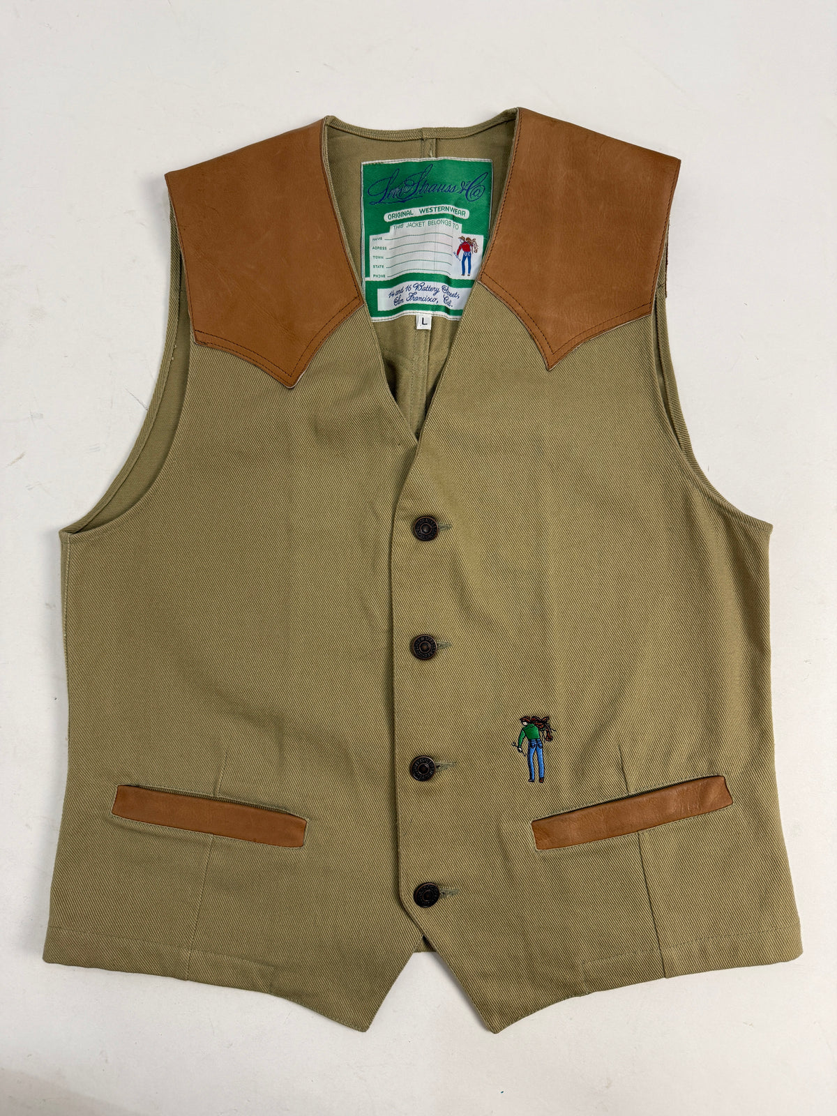 Gilet Western Levi's Vintage con Dettagli in Pelle - Taglia M