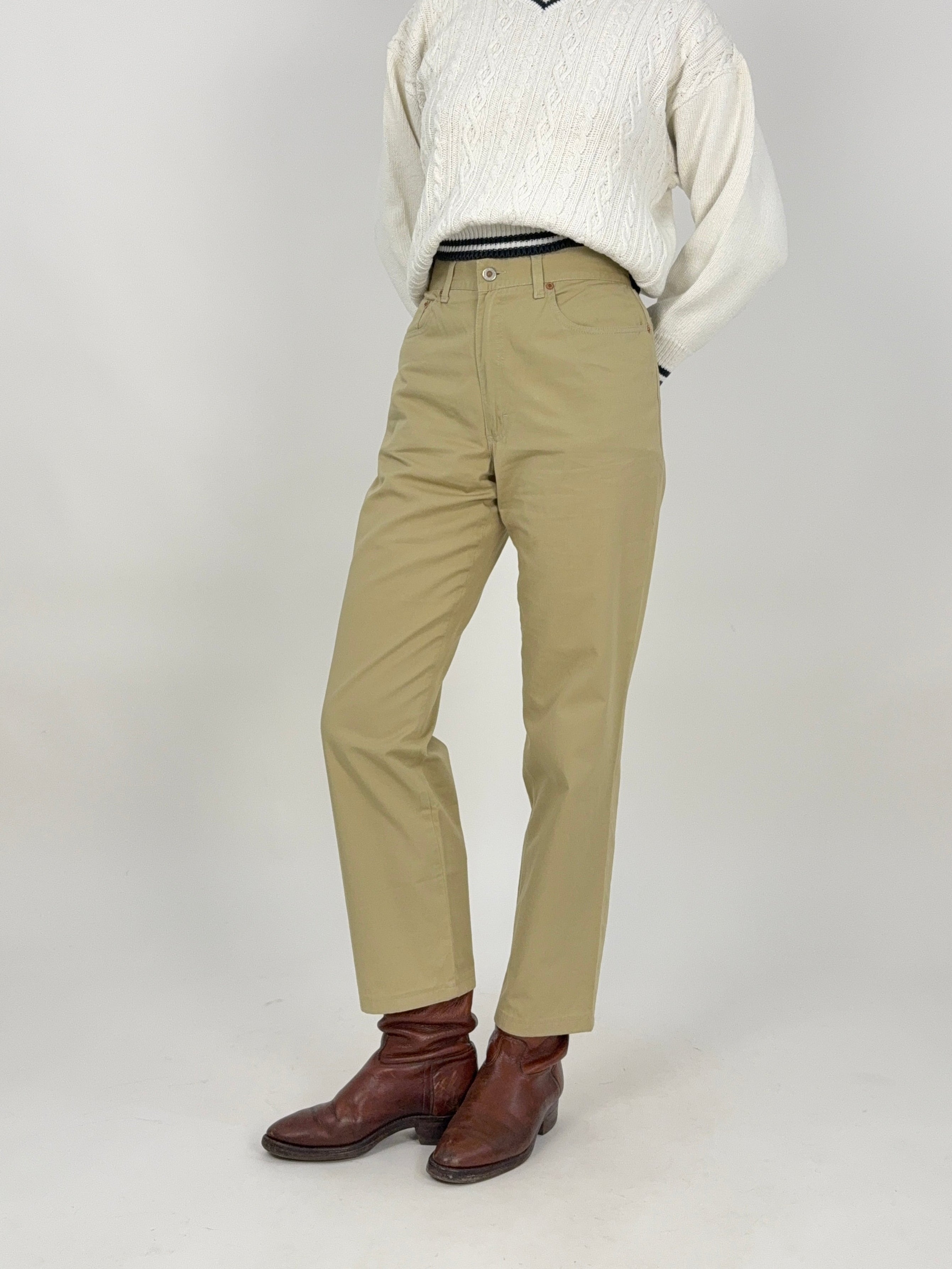 pantaloni-fila-beige-in-cotone-da-donna-vintage
