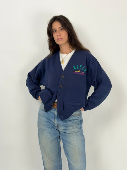 Cardigan felpa “World Gymnasium” anni ’80