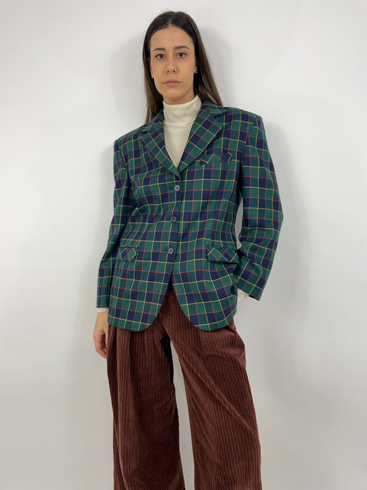 giacca-donna-lana-tartan-verde-anni-80