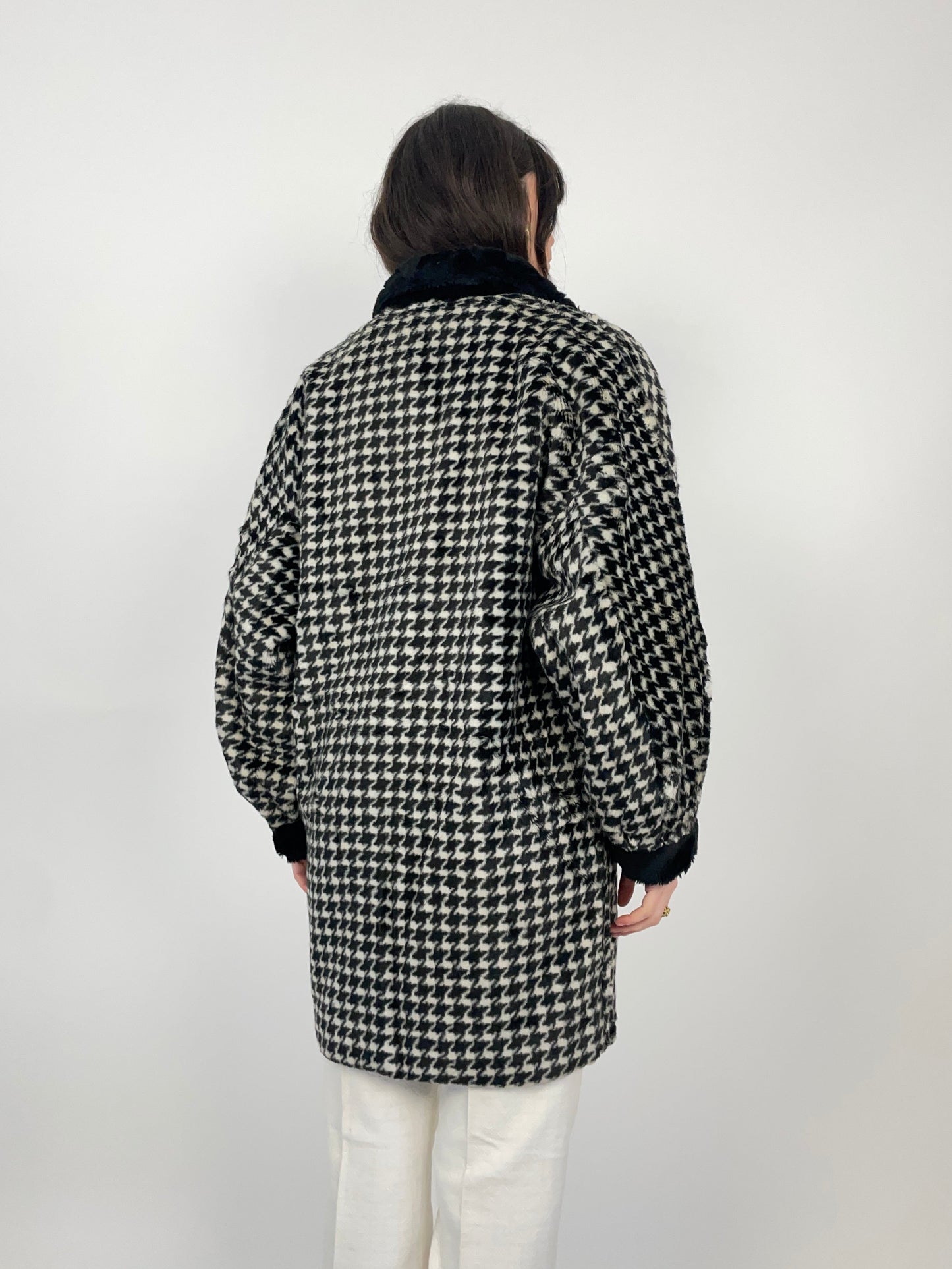 Cappotto anni ’60 in  ecopelliccia pied de poule – Tybex Belgium