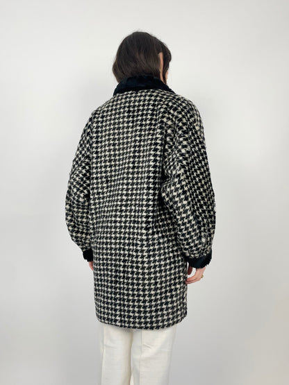 Cappotto anni ’60 in  ecopelliccia pied de poule – Tybex Belgium