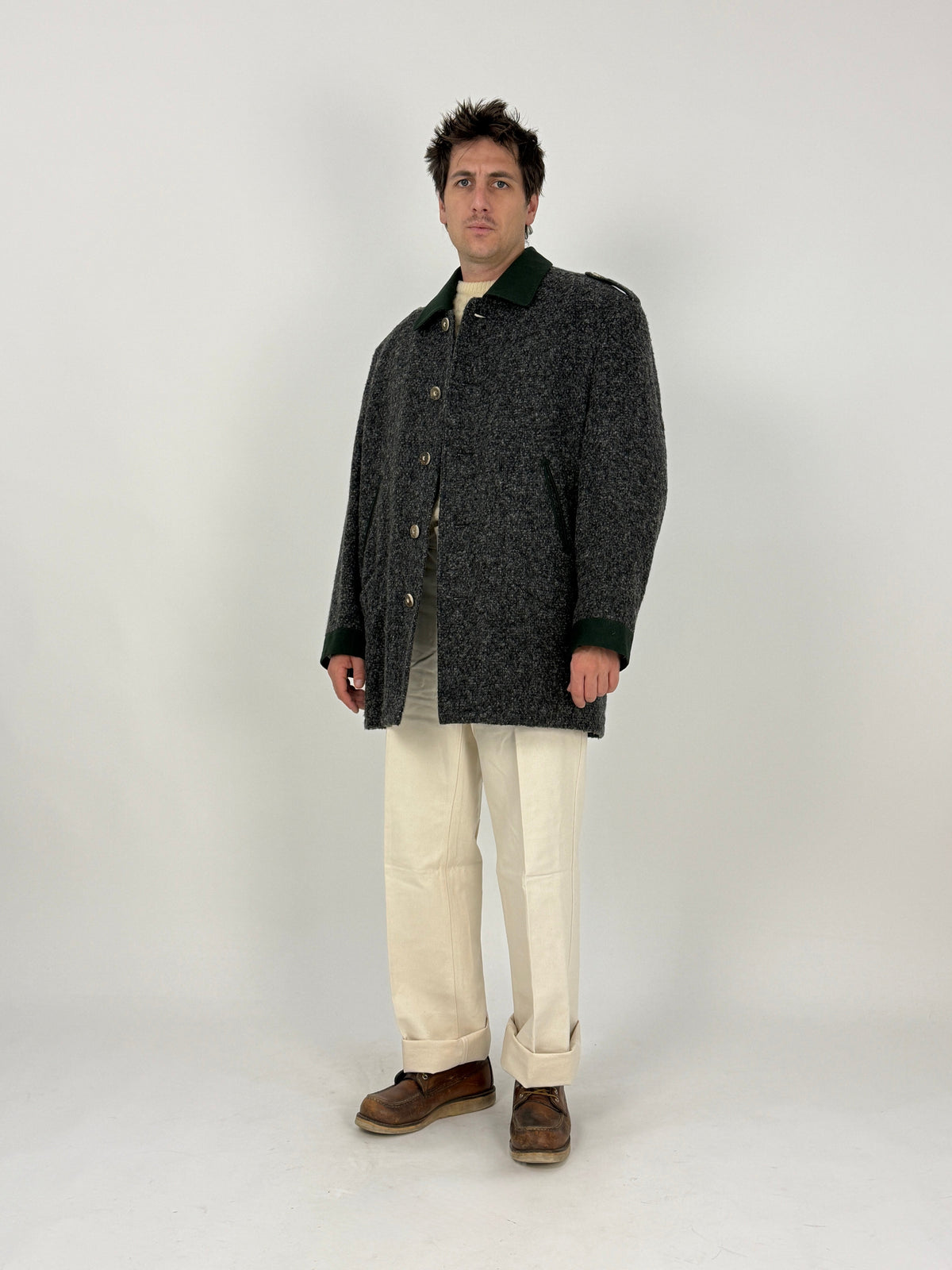 Giacca Lodenfrey Janker Vintage Bouclé Grigio - Taglia 50/L
