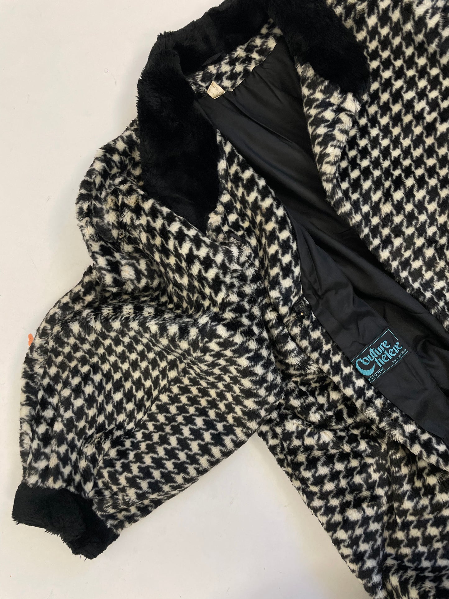 Cappotto anni ’60 in  ecopelliccia pied de poule – Tybex Belgium