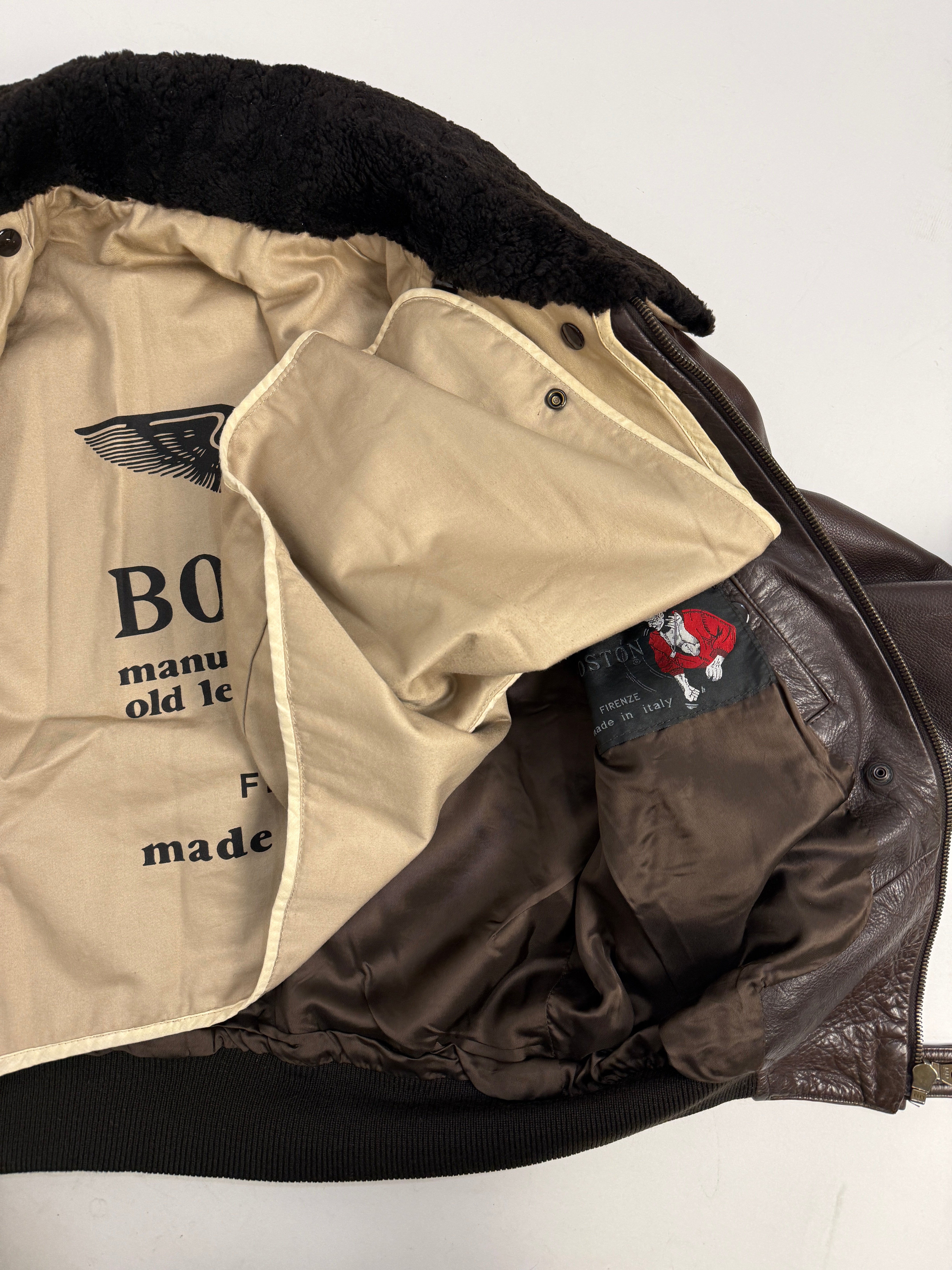 Giacca Aviatore in pelle marrone vintage