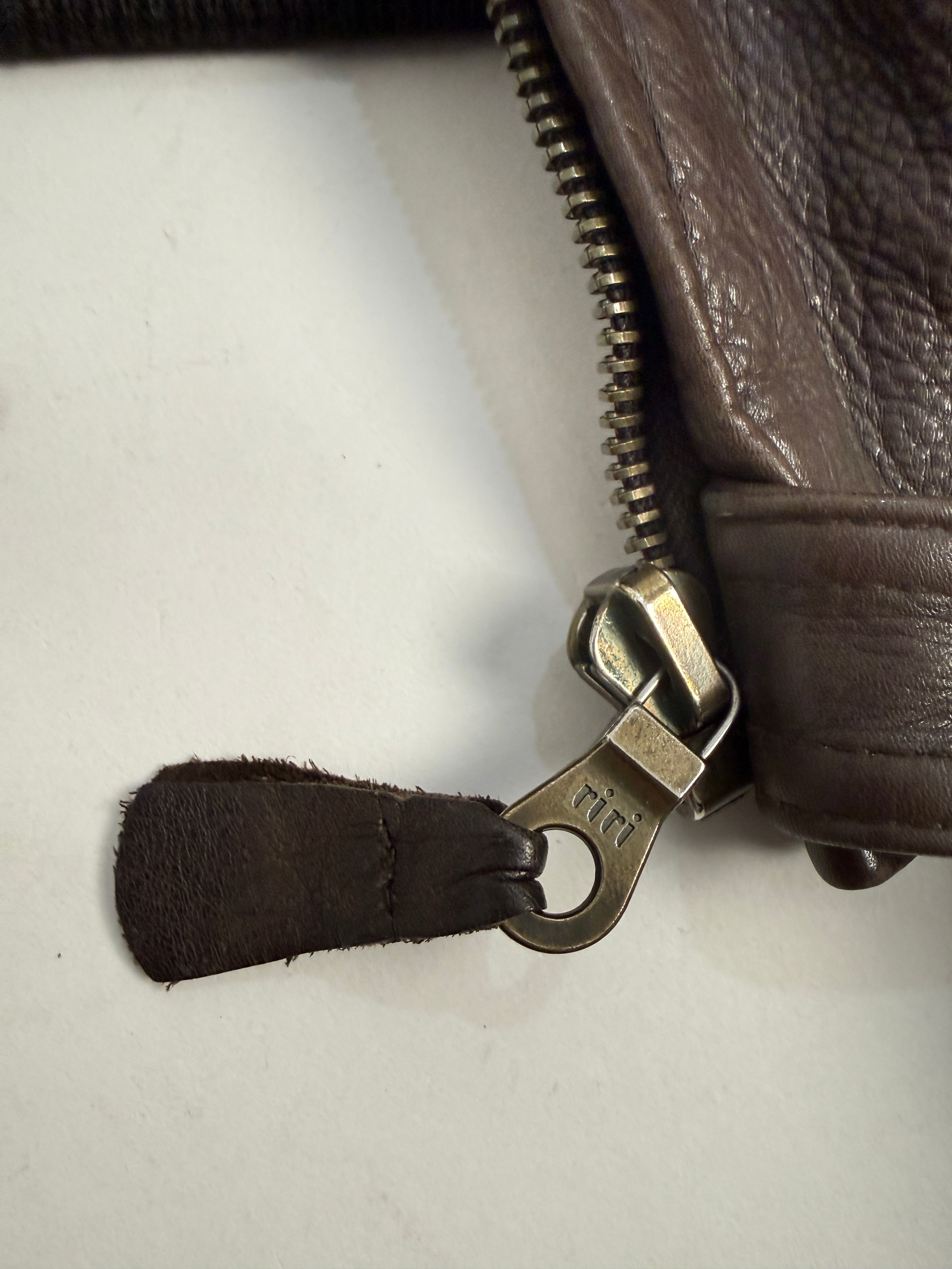 Giacca Aviatore in pelle marrone vintage