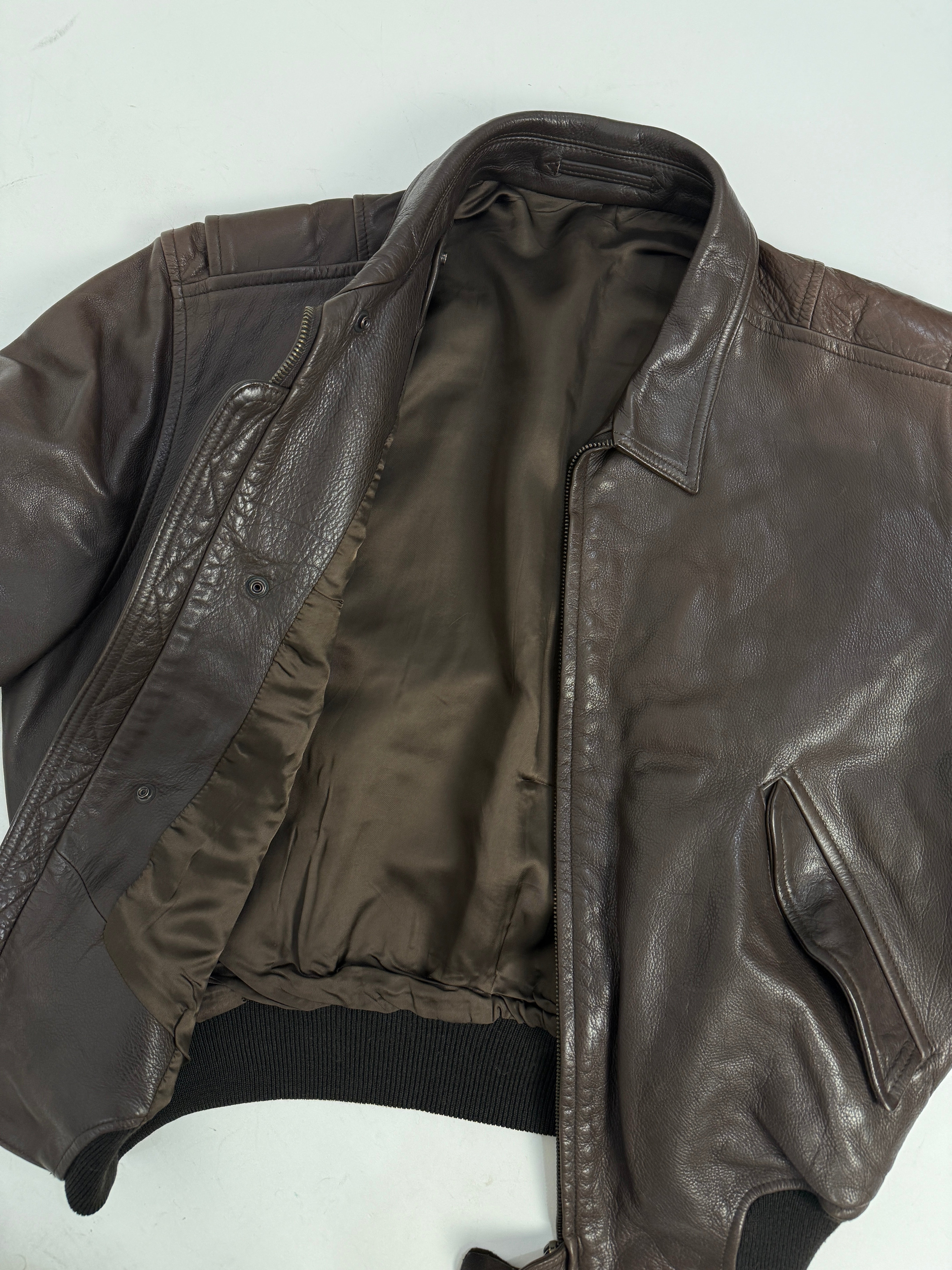 Giacca Aviatore in pelle marrone vintage