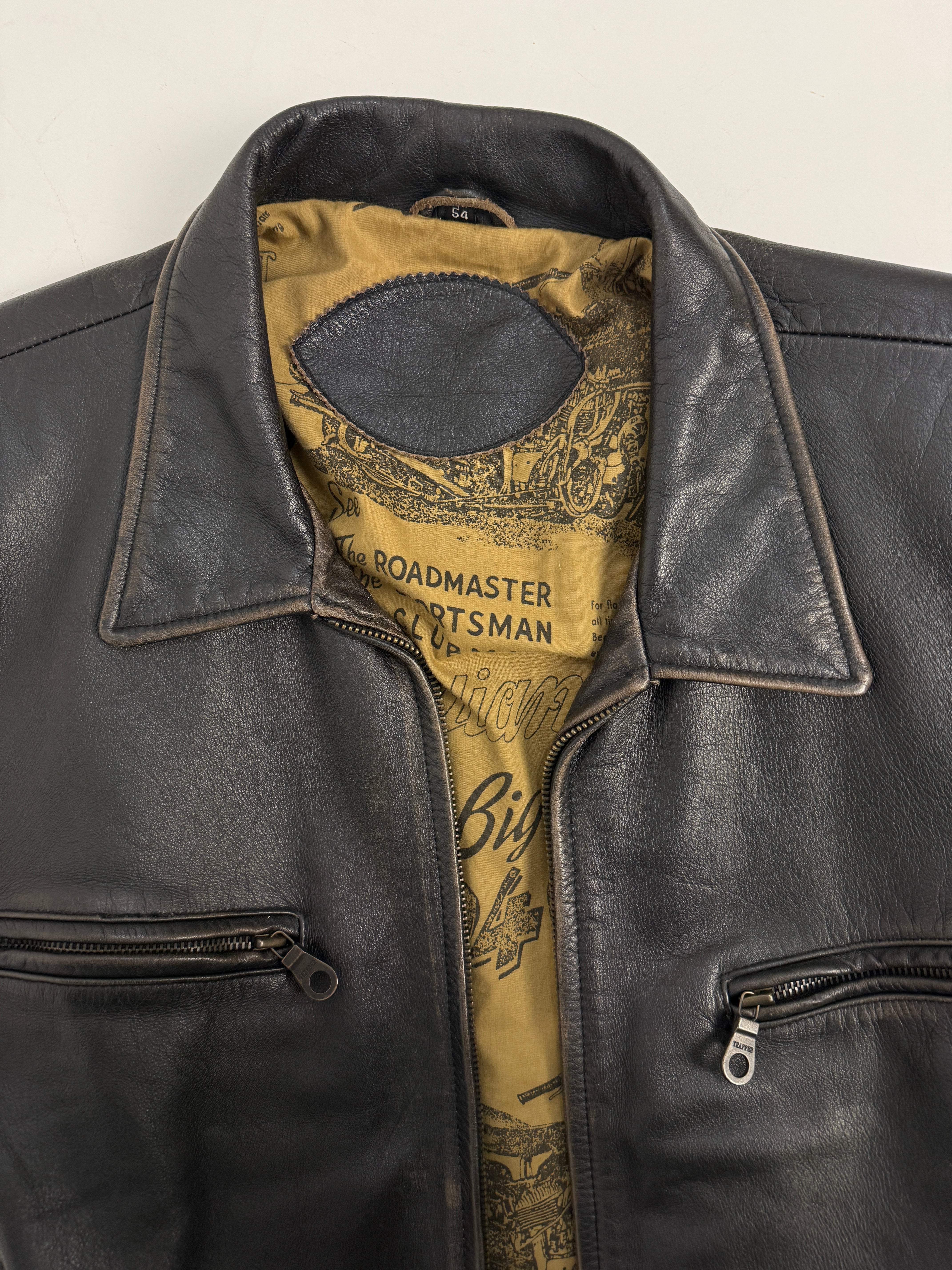Giacca Pelle Vintage TRAPPER Moto Aviazione Marrone