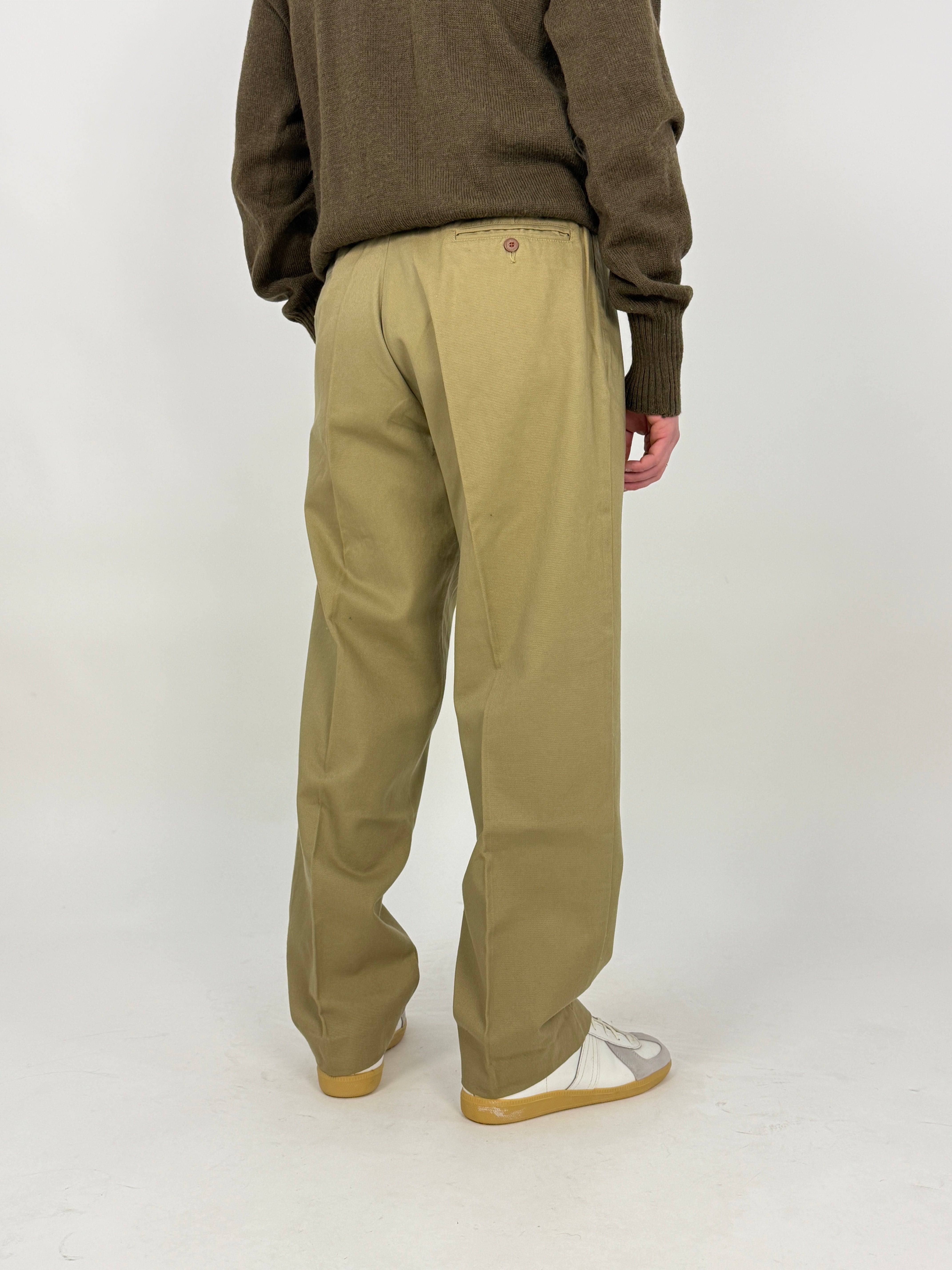 pantaloni indossati da uomo in cotone color kaki el charro vintage