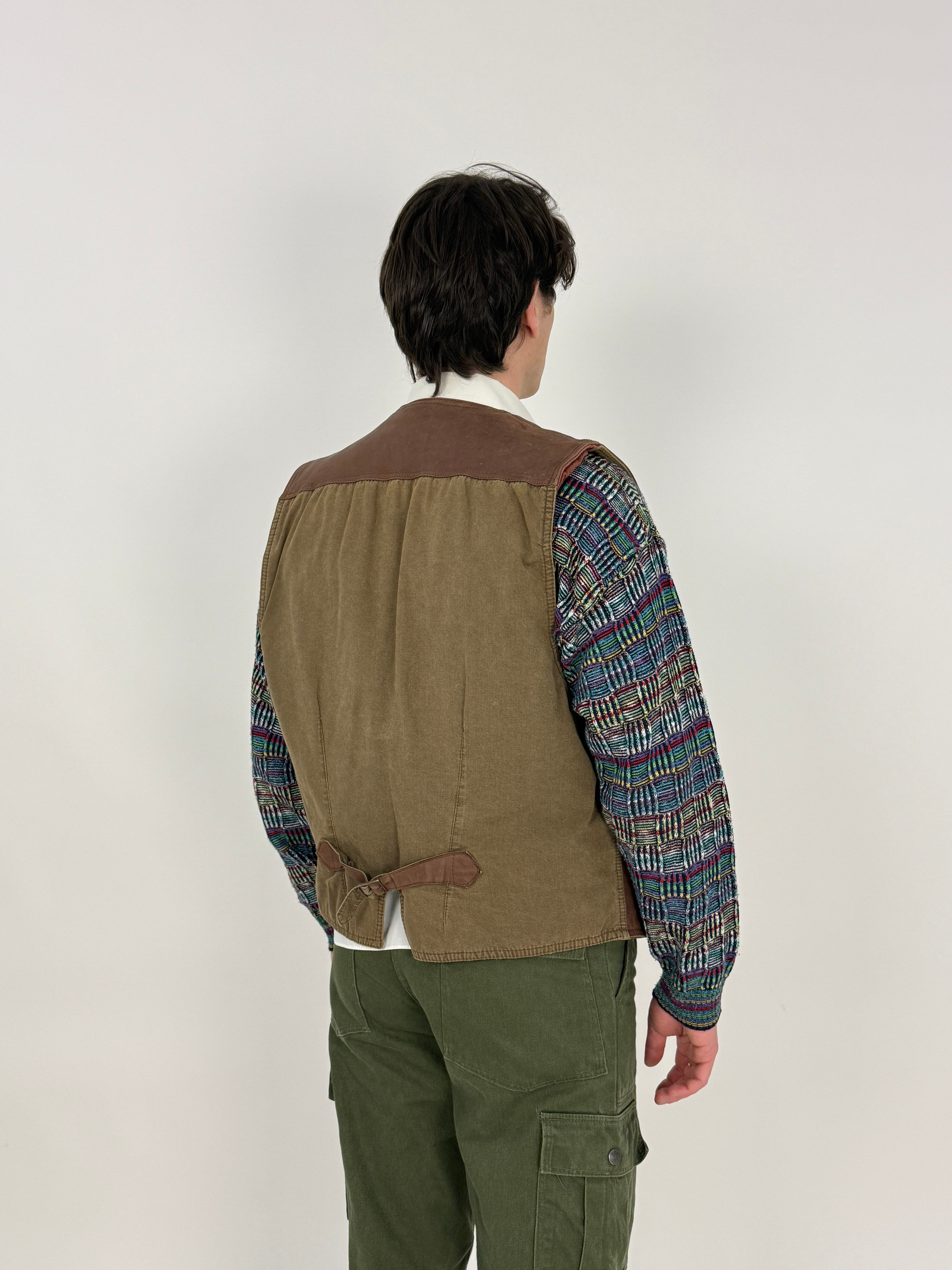 Gilet Marlboro in pelle marrone