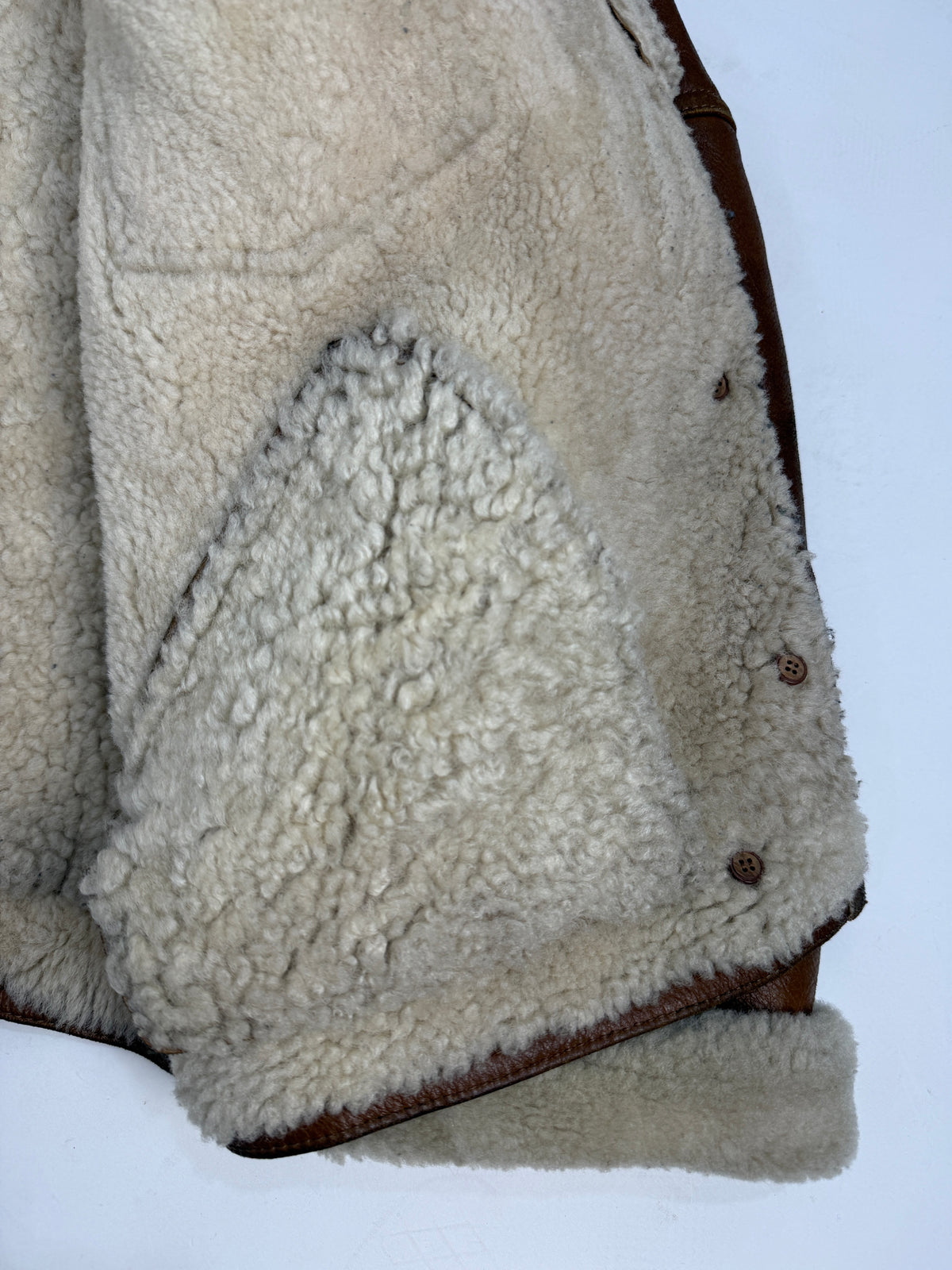Giacca Shearling Montone Vintage Anni '70 Cognac - Taglia S/M