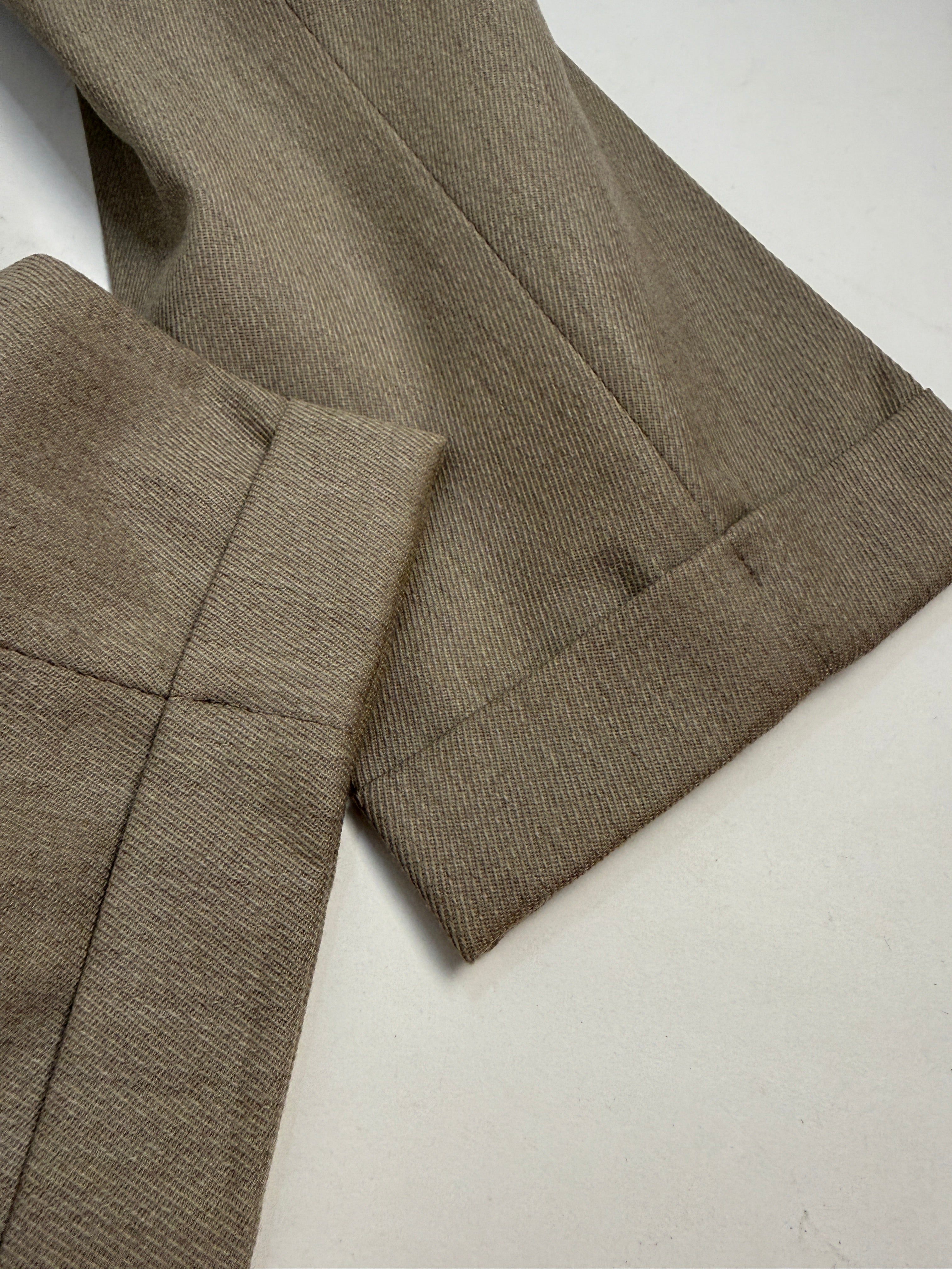 Pantaloni con Doppie Pince in Pura Lana Beige Anni '80 - Taglia 44