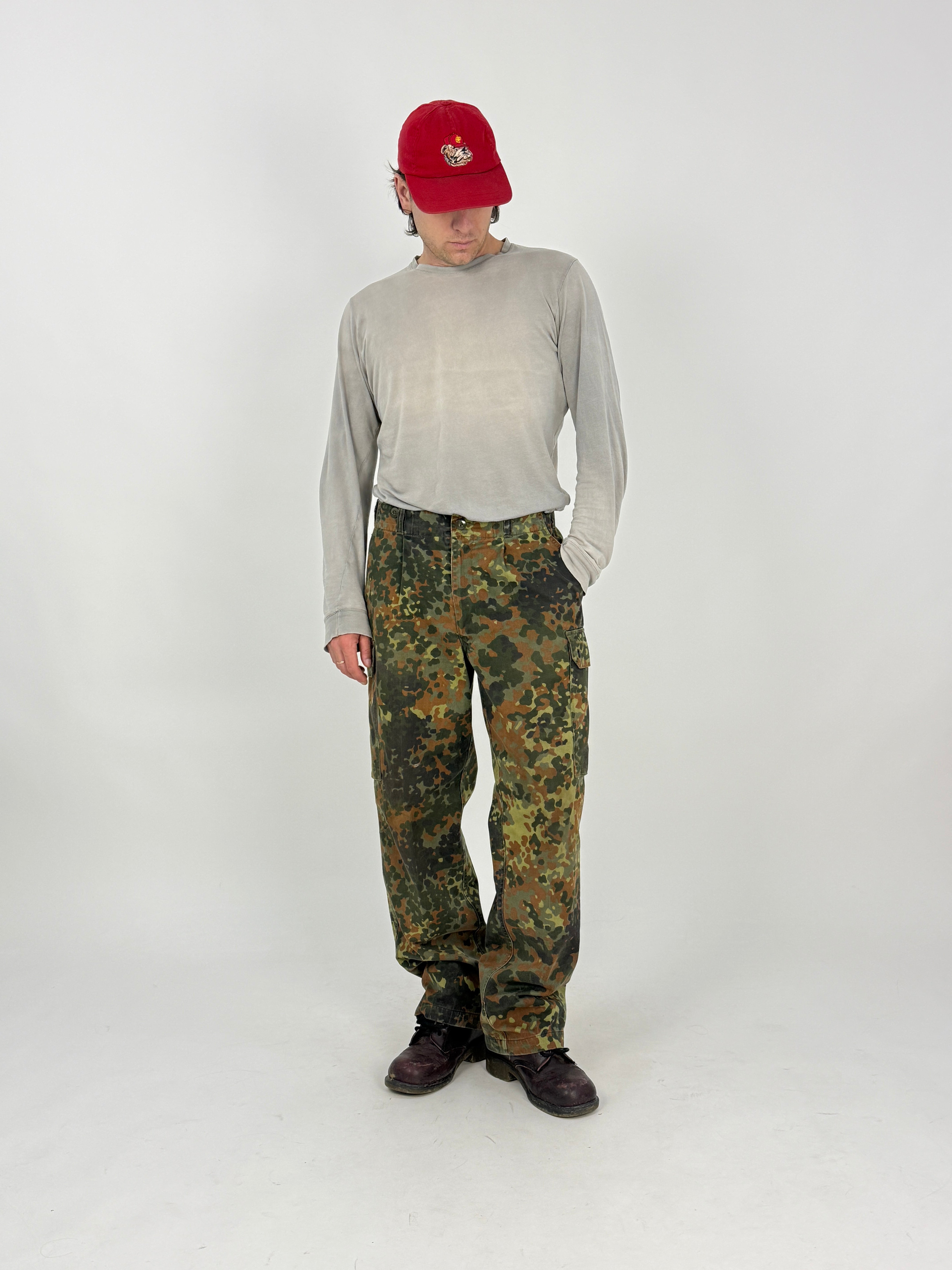 Pantaloni Cargo Militari Flecktarn Bundeswehr Vintage - Taglia 48