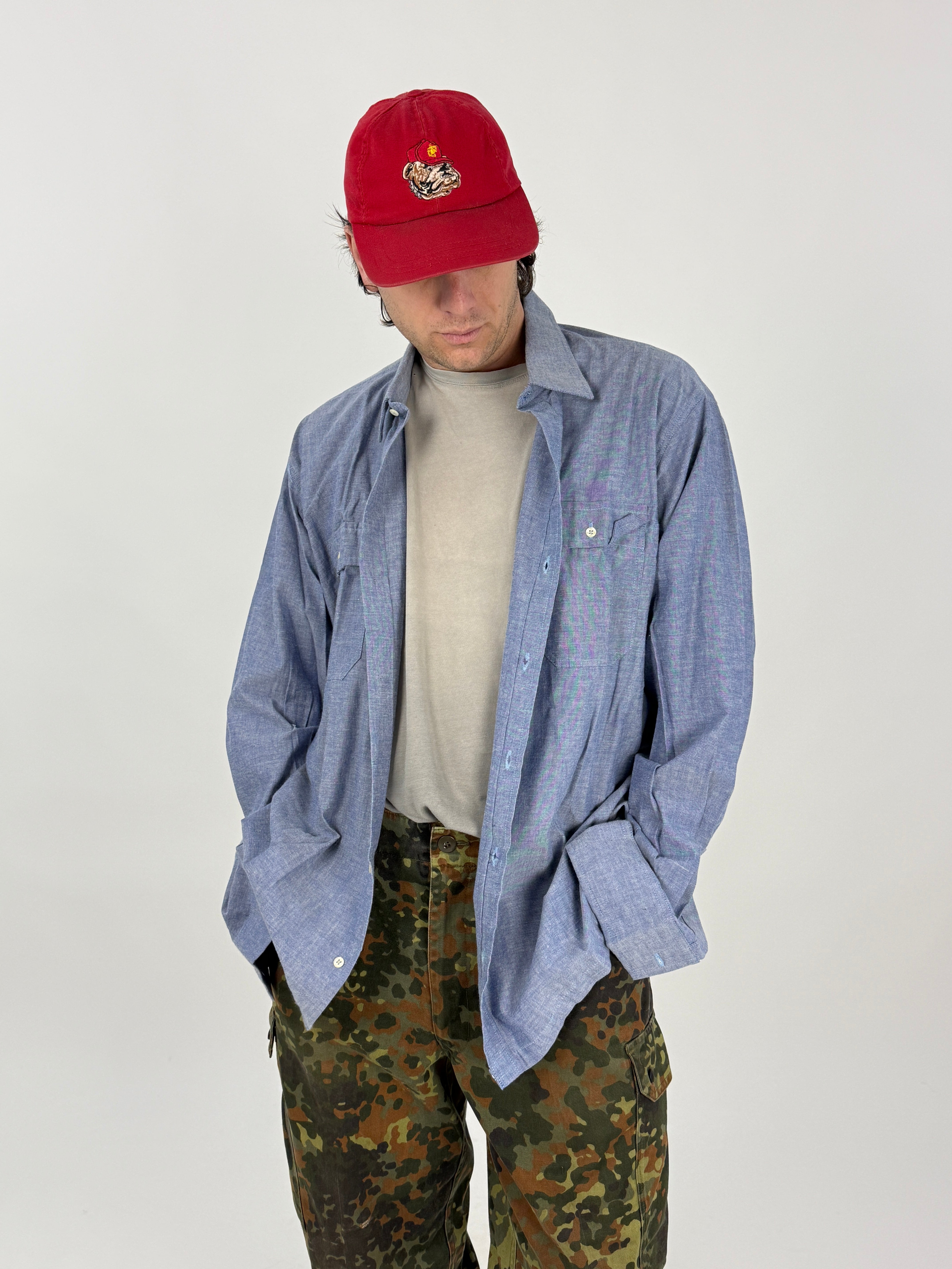 Camicia in Chambray azzurro Vintage - Taglia XL