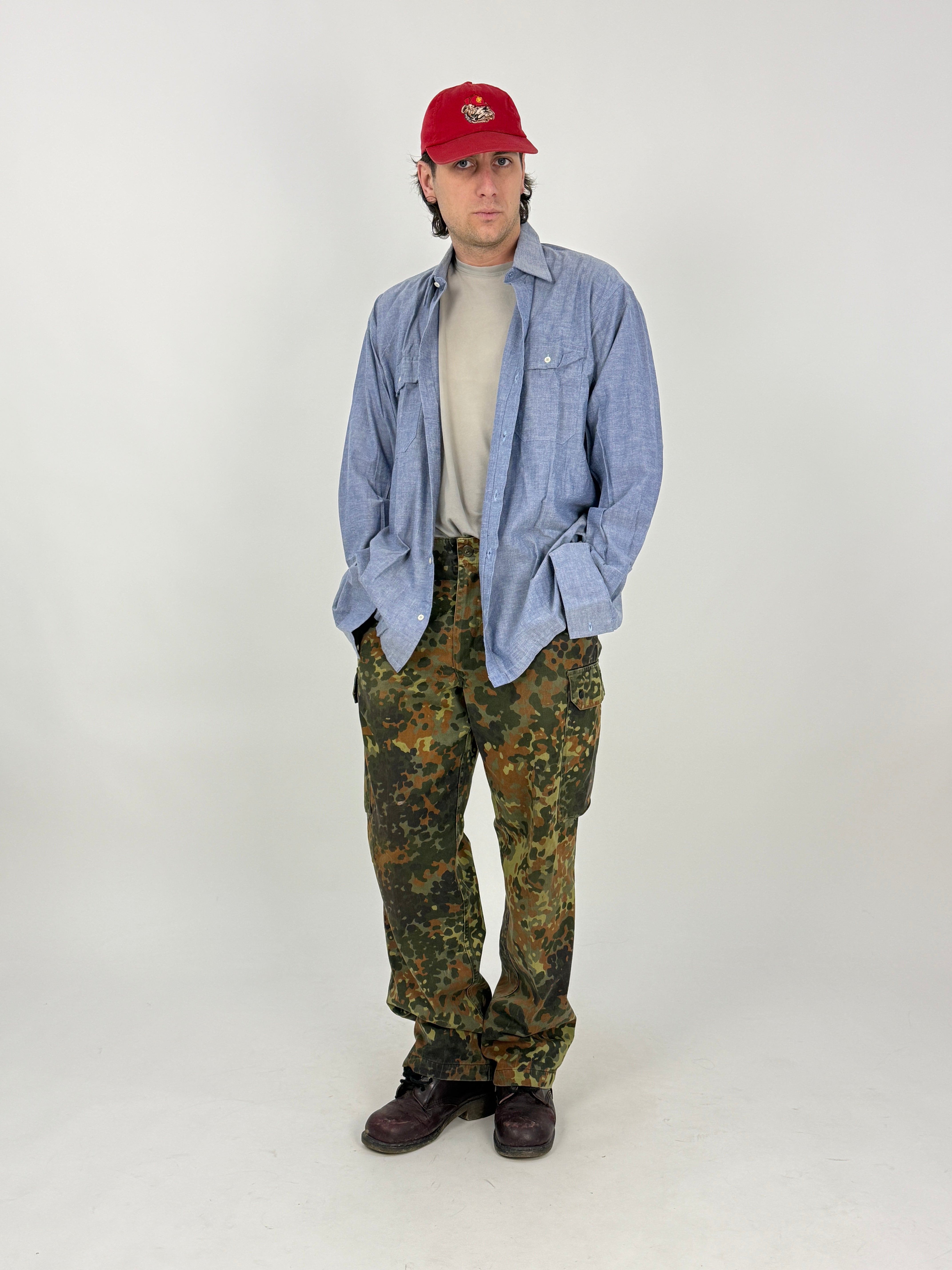 camicia in cotone azzurro da uomo vintage