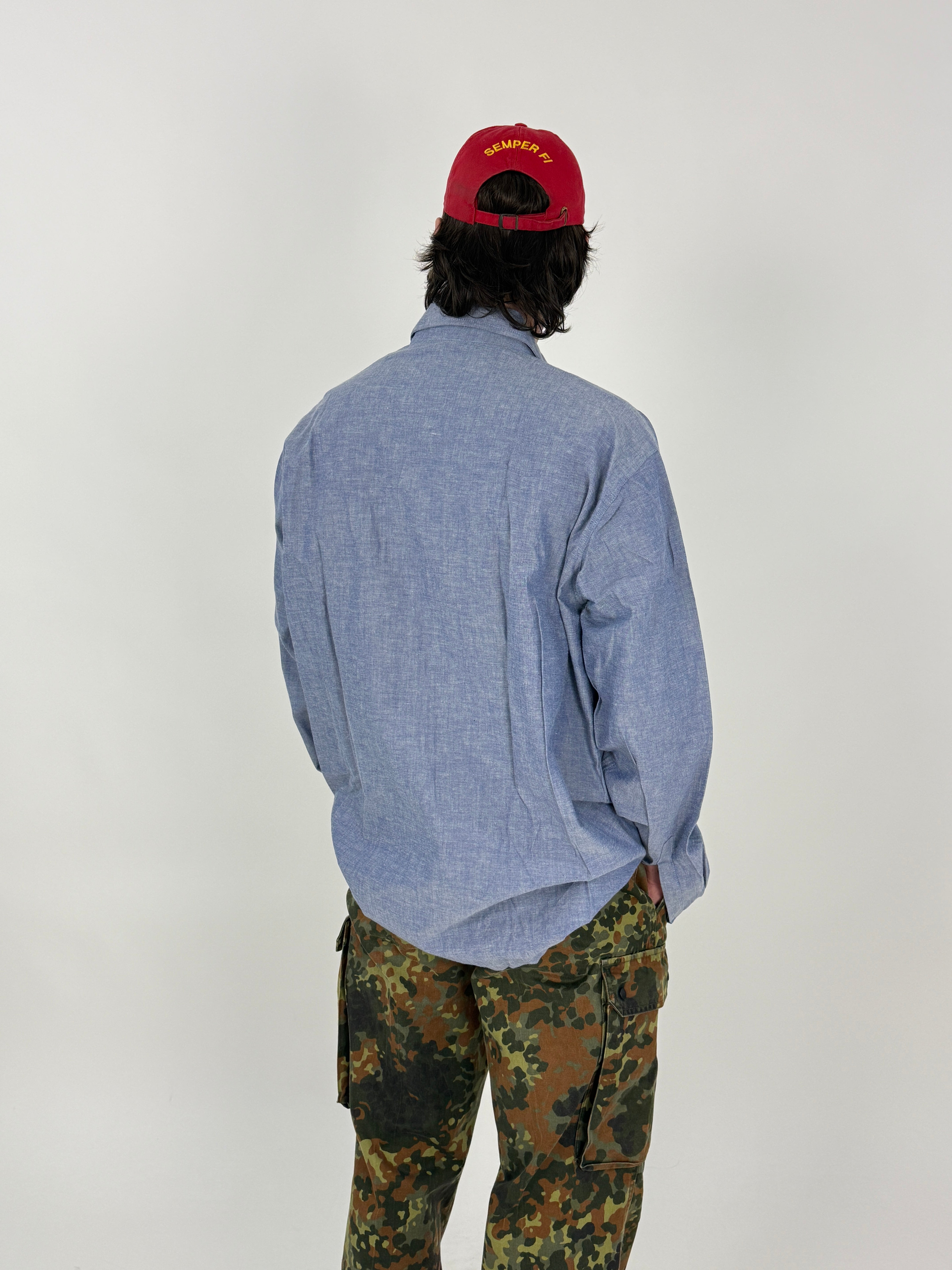 Camicia in Chambray azzurro Vintage - Taglia XL
