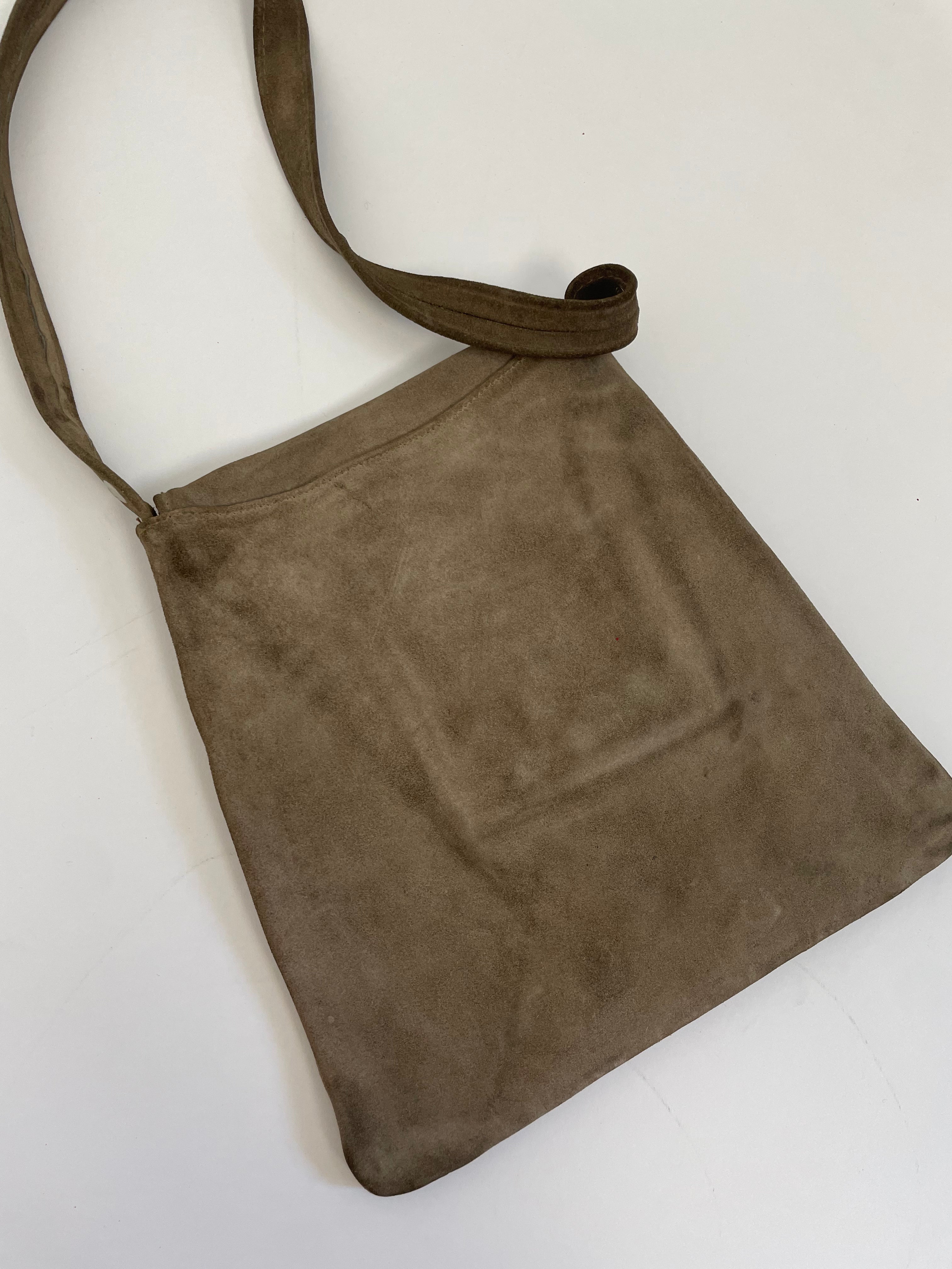 Borsa vintage anni '70 in pelle scamosciata