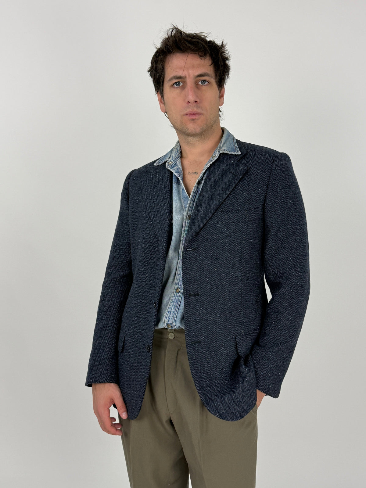 Blazer Burberry’s vintage indossato, vista frontale