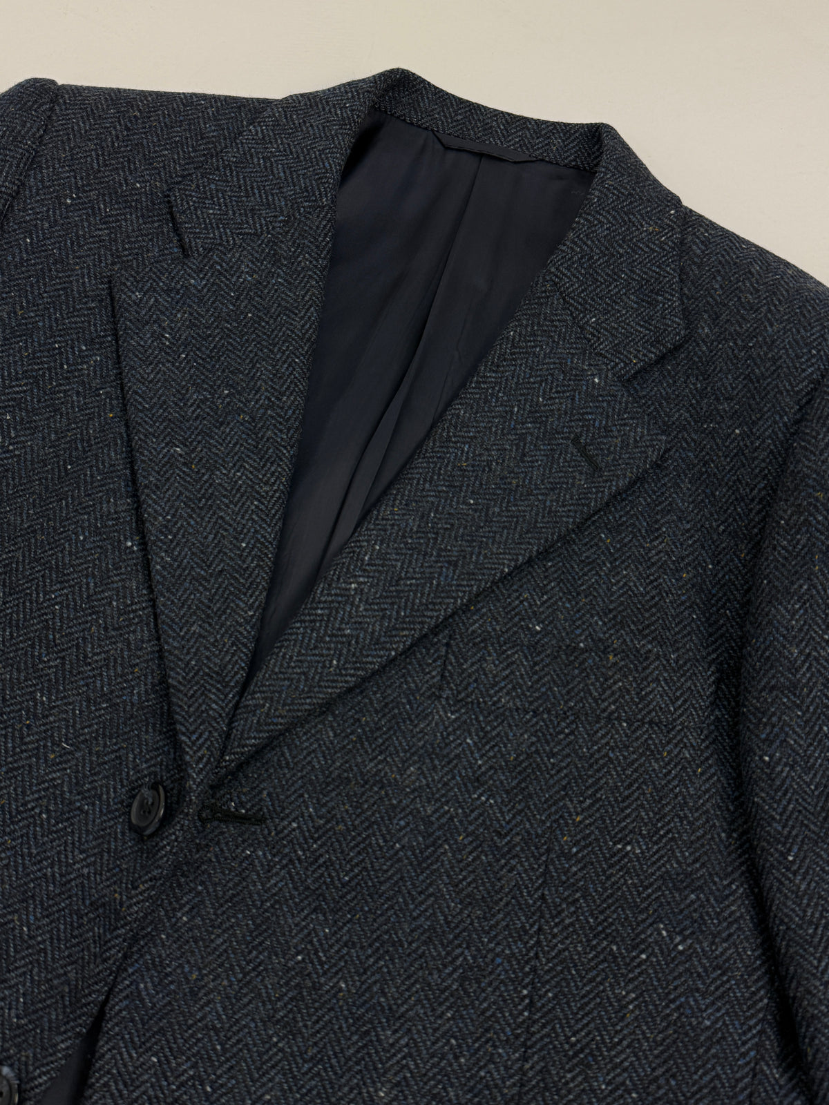 Blazer Burberry’s vintage in lana blu indossato, vista frontale