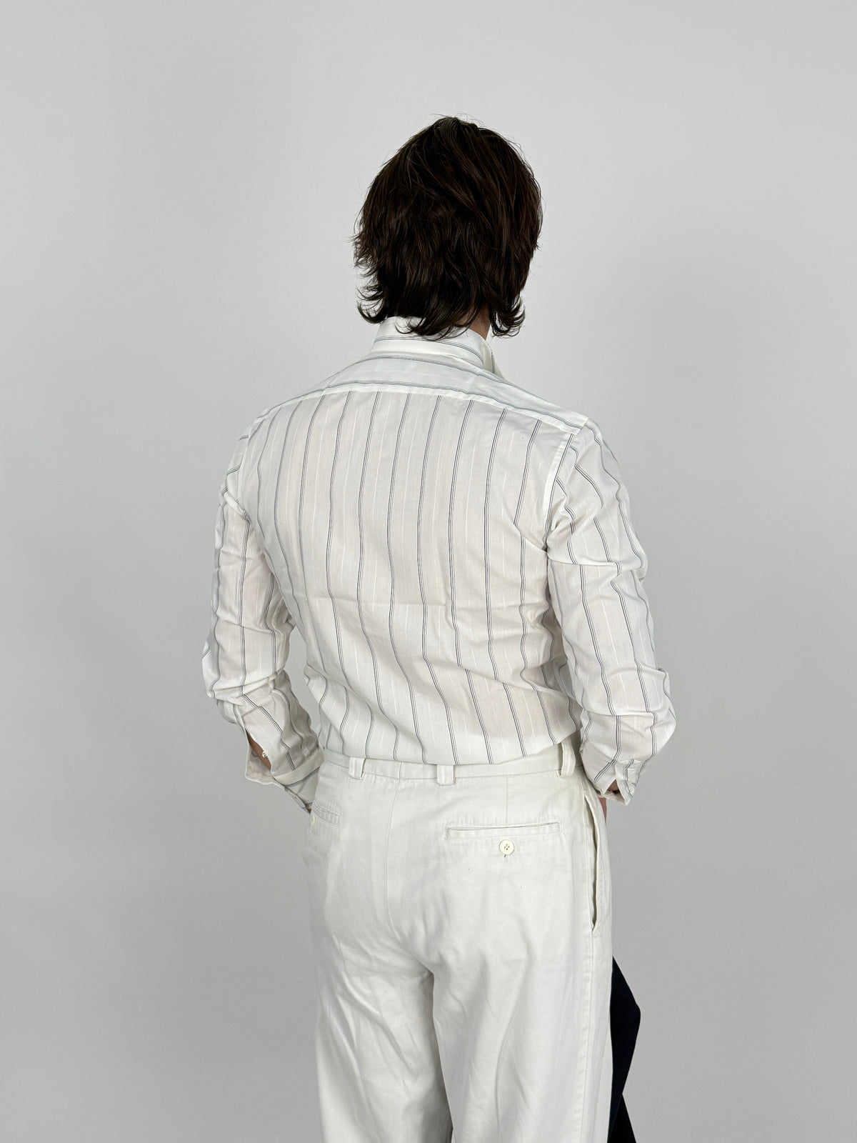 Camicia Cacharel Deadstock anni ‘70 Cotone Bianco a Righe - Taglia M