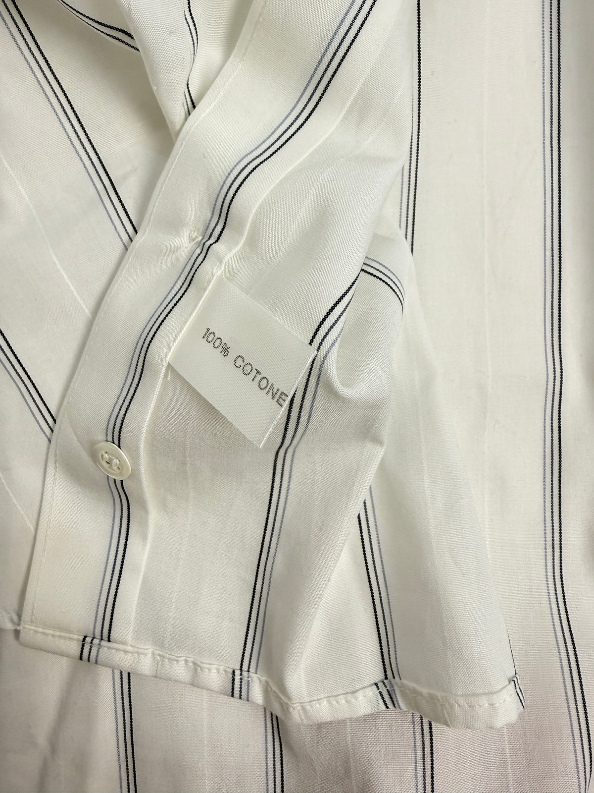 Camicia Cacharel Deadstock anni ‘70 Cotone Bianco a Righe - Taglia M