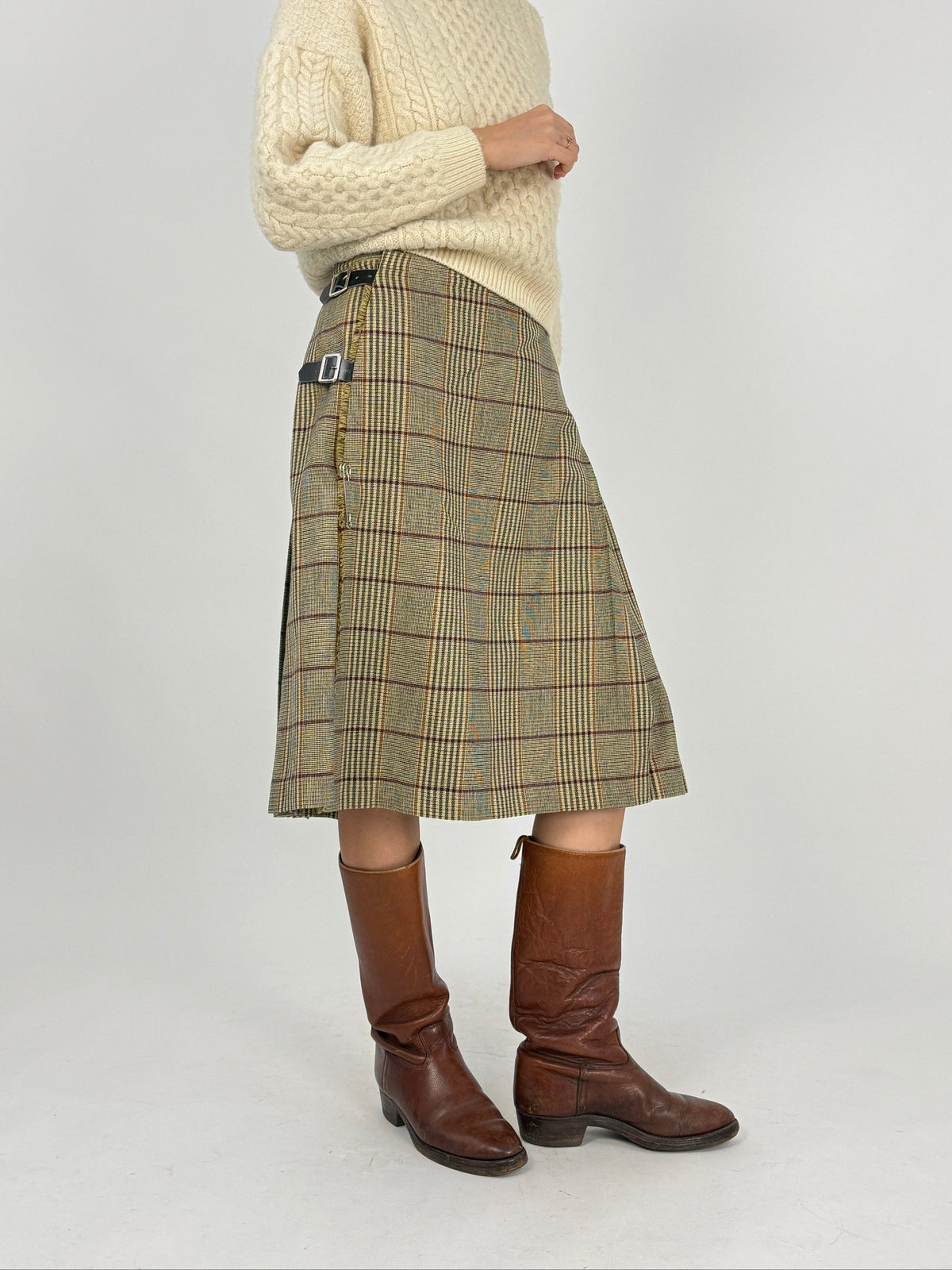 Gonna Kilt Scozzese Vintage in Lana Plissettata Tartan - Taglia 44/L
