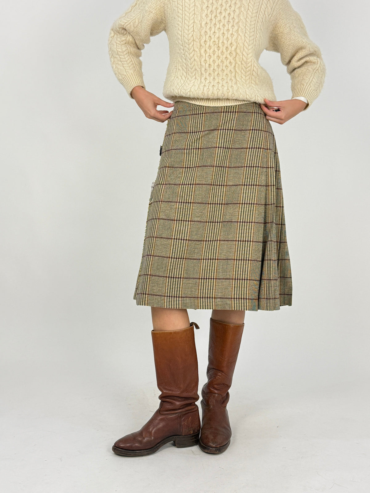 Gonna Kilt Scozzese Vintage in Lana Plissettata Tartan - Taglia 44/L