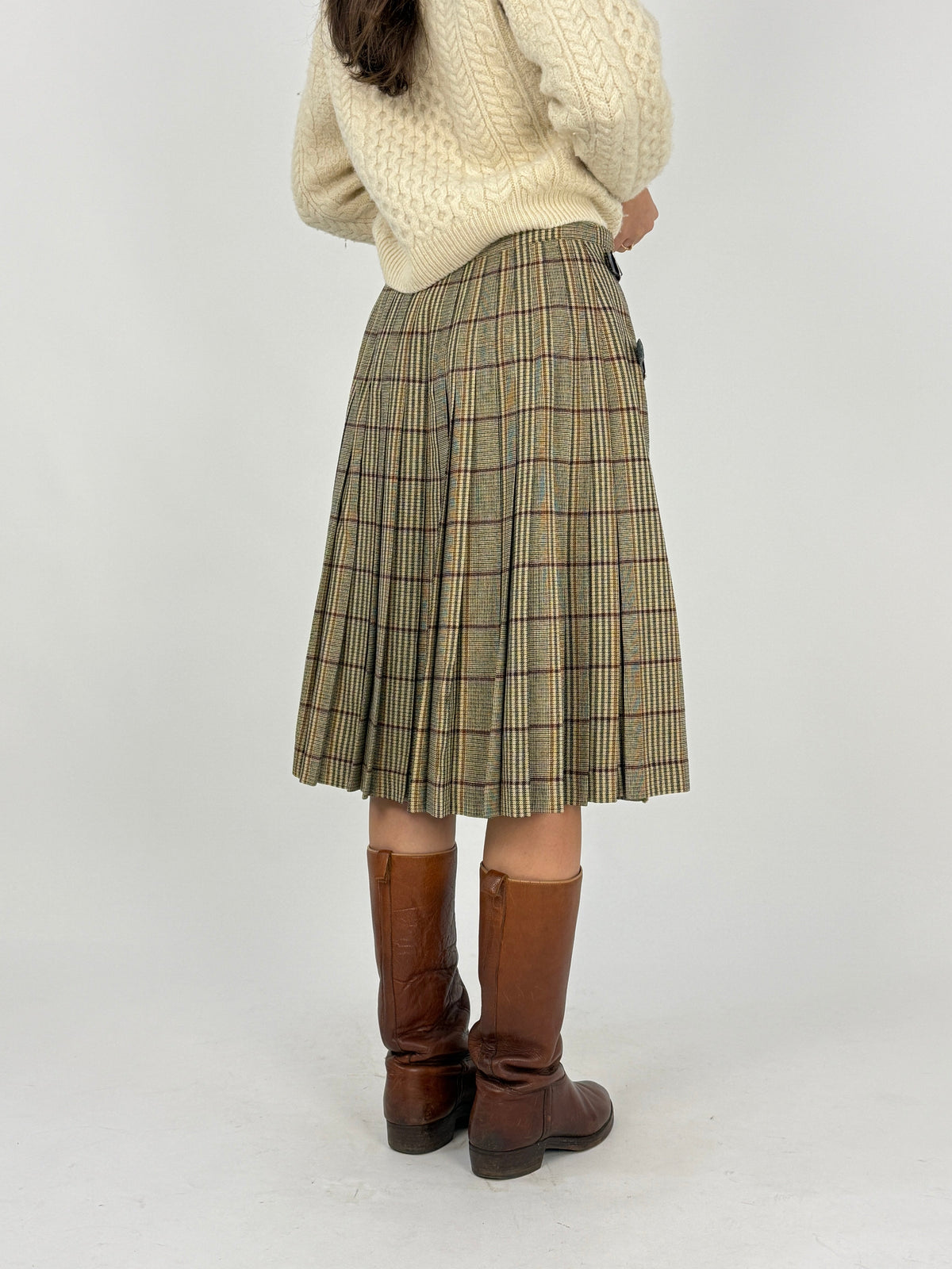Gonna Kilt Scozzese Vintage in Lana Plissettata Tartan - Taglia 44/L