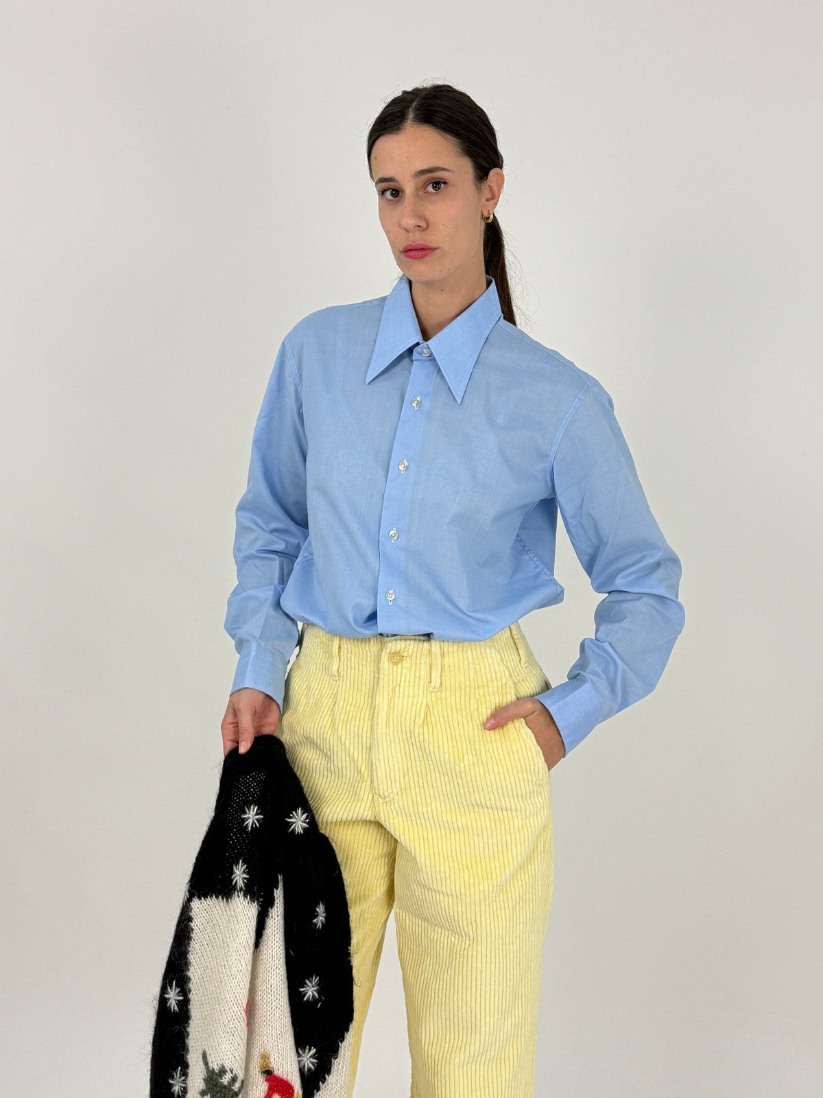 Camicia Anni '70 in Cotone Celeste - Taglia L