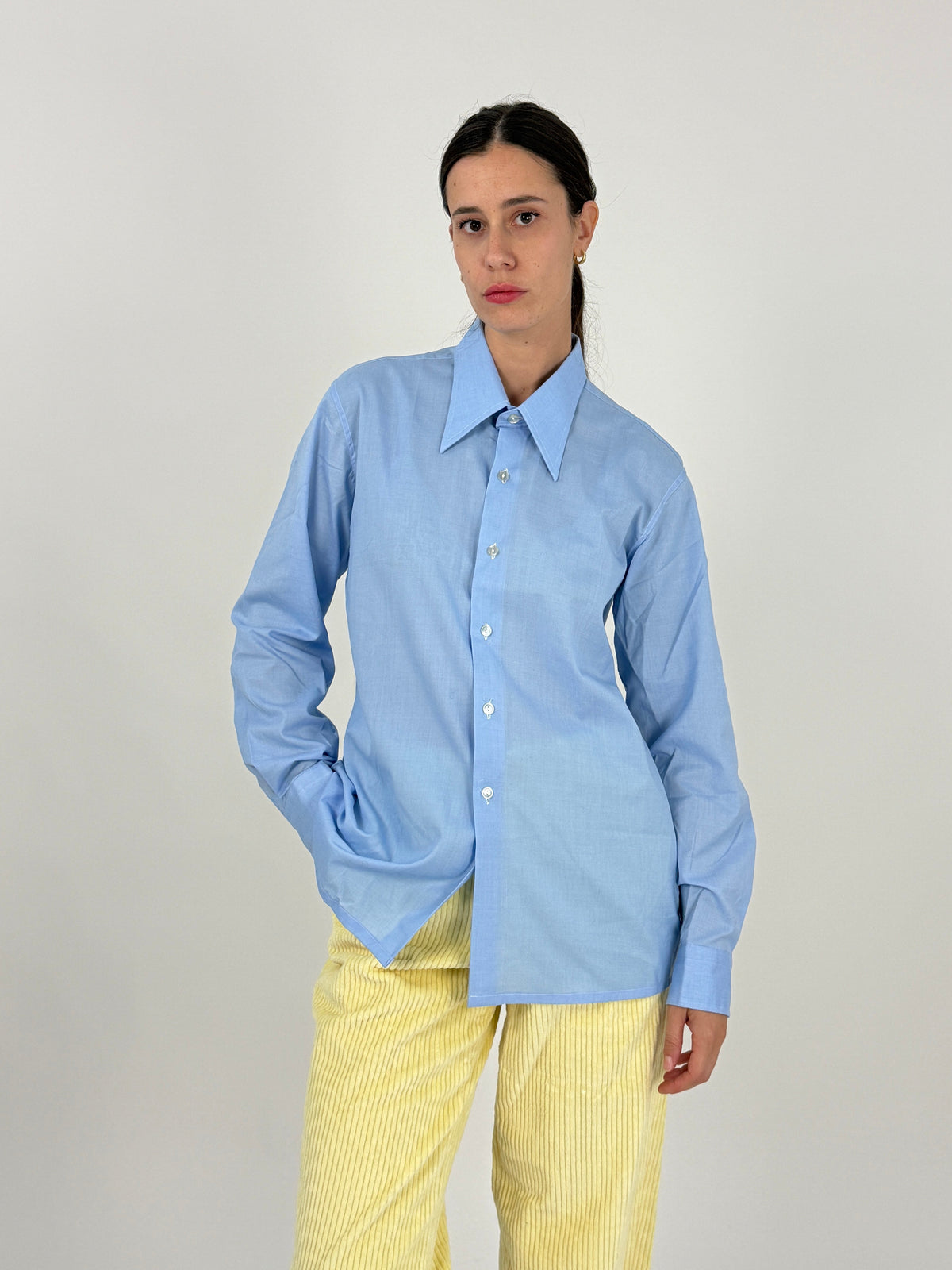 Camicia Anni '70 in Cotone Celeste - Taglia L