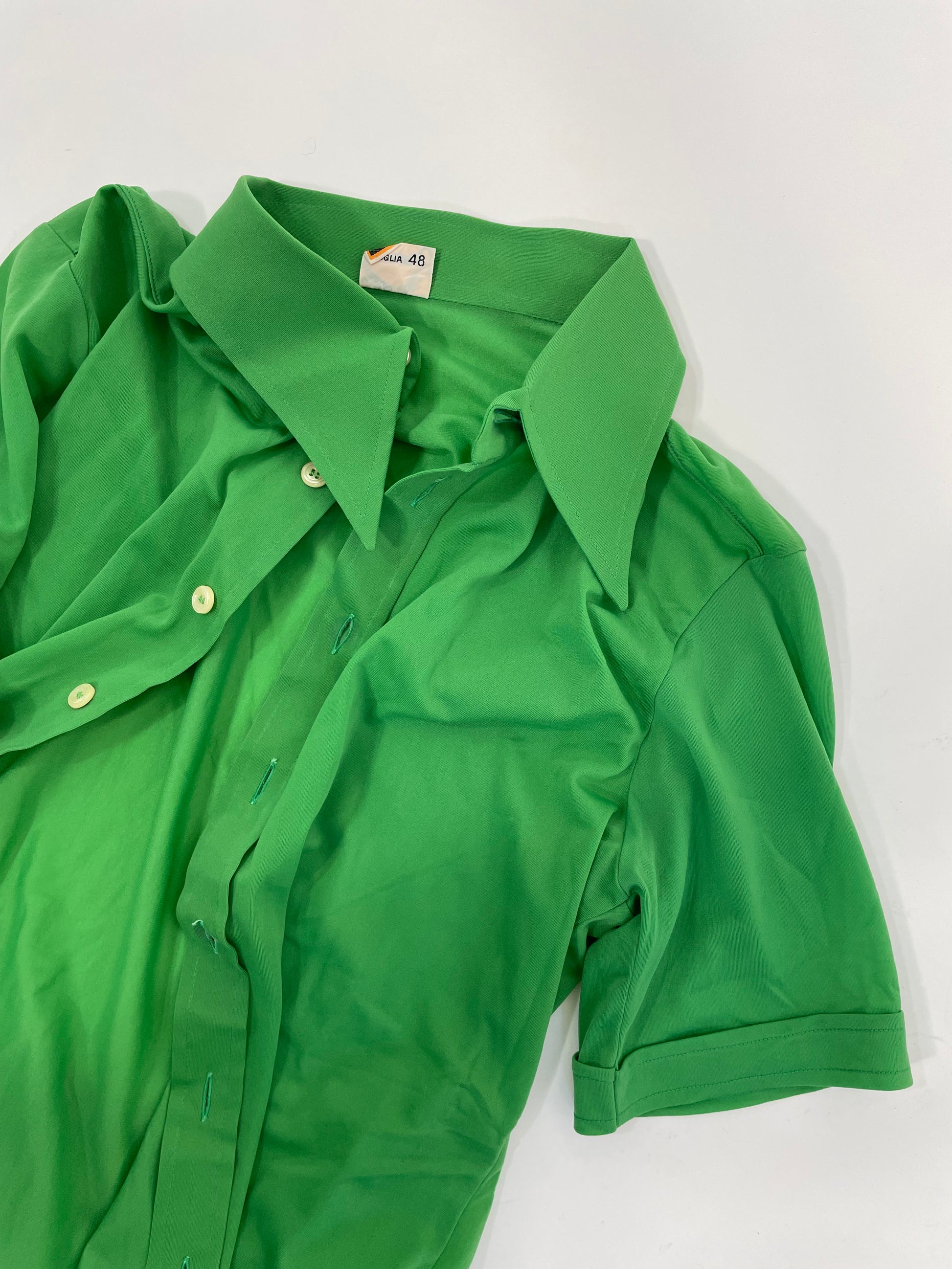 camicia-anni-70-verde-manica-corta