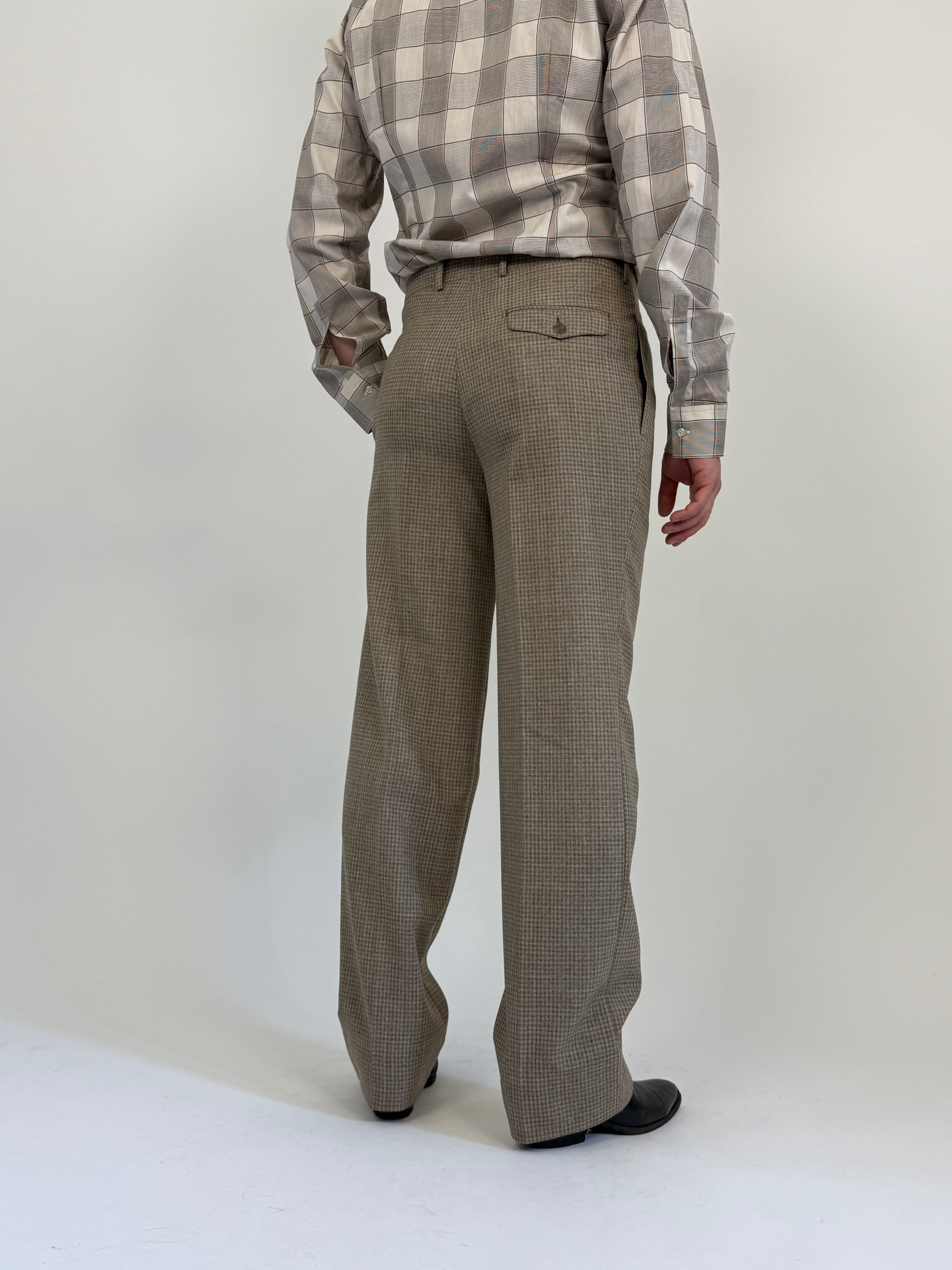 Pantaloni sartoriali anni ’80 in fresco lana a quadretti