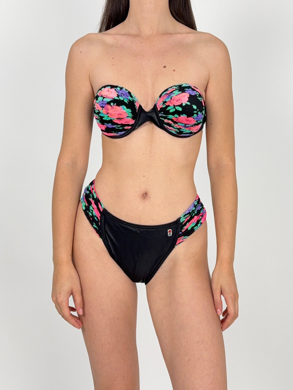 Bikini Red Point Anni '80 Plissé Floreale - Taglia M