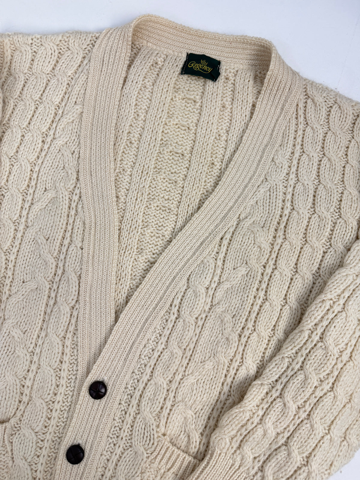 Cardigan Vintage Regency Lana Aran Panna - Taglia XL