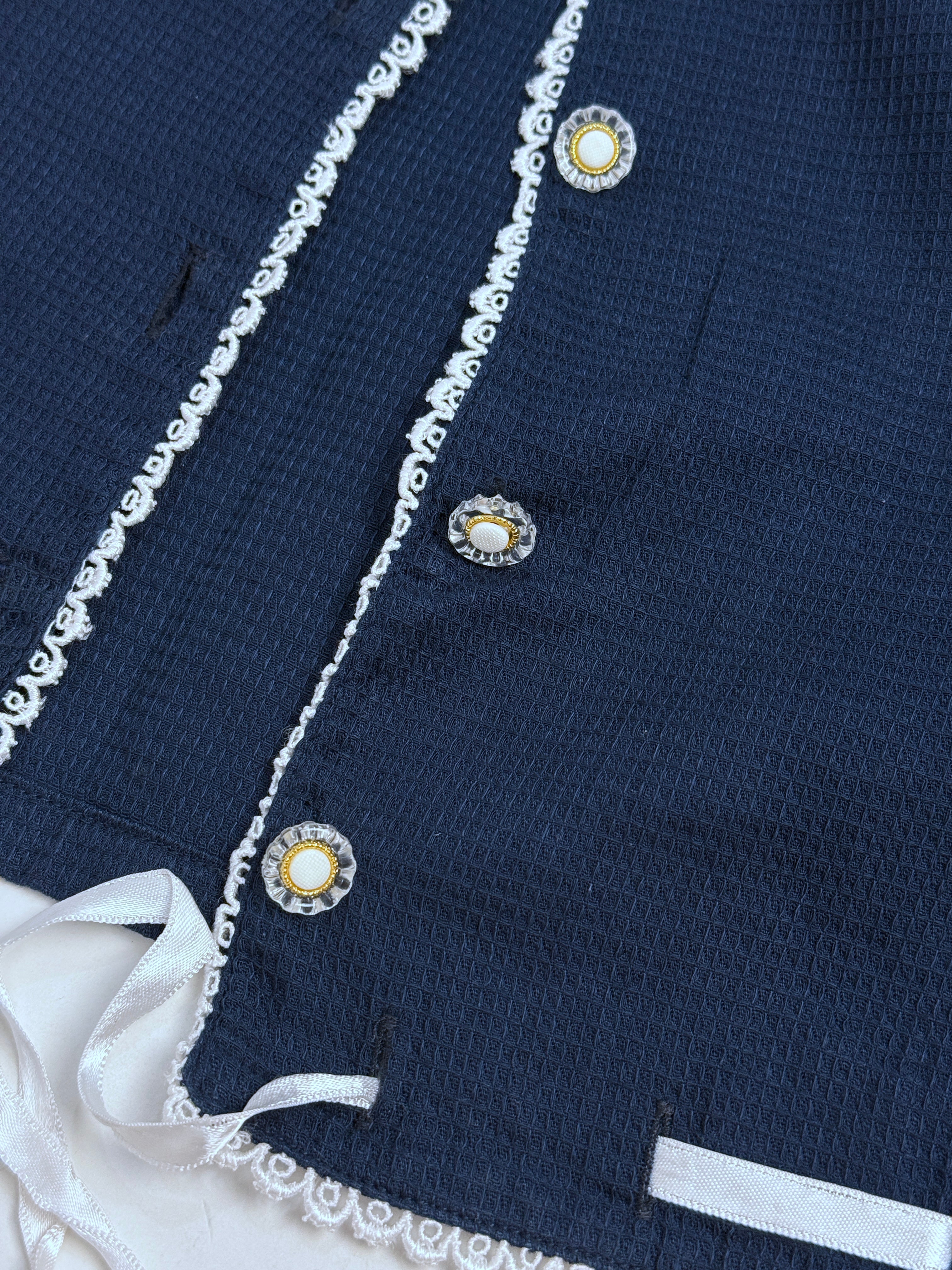 Crop Top in Cotone Waffle Blu - Taglia XS/S
