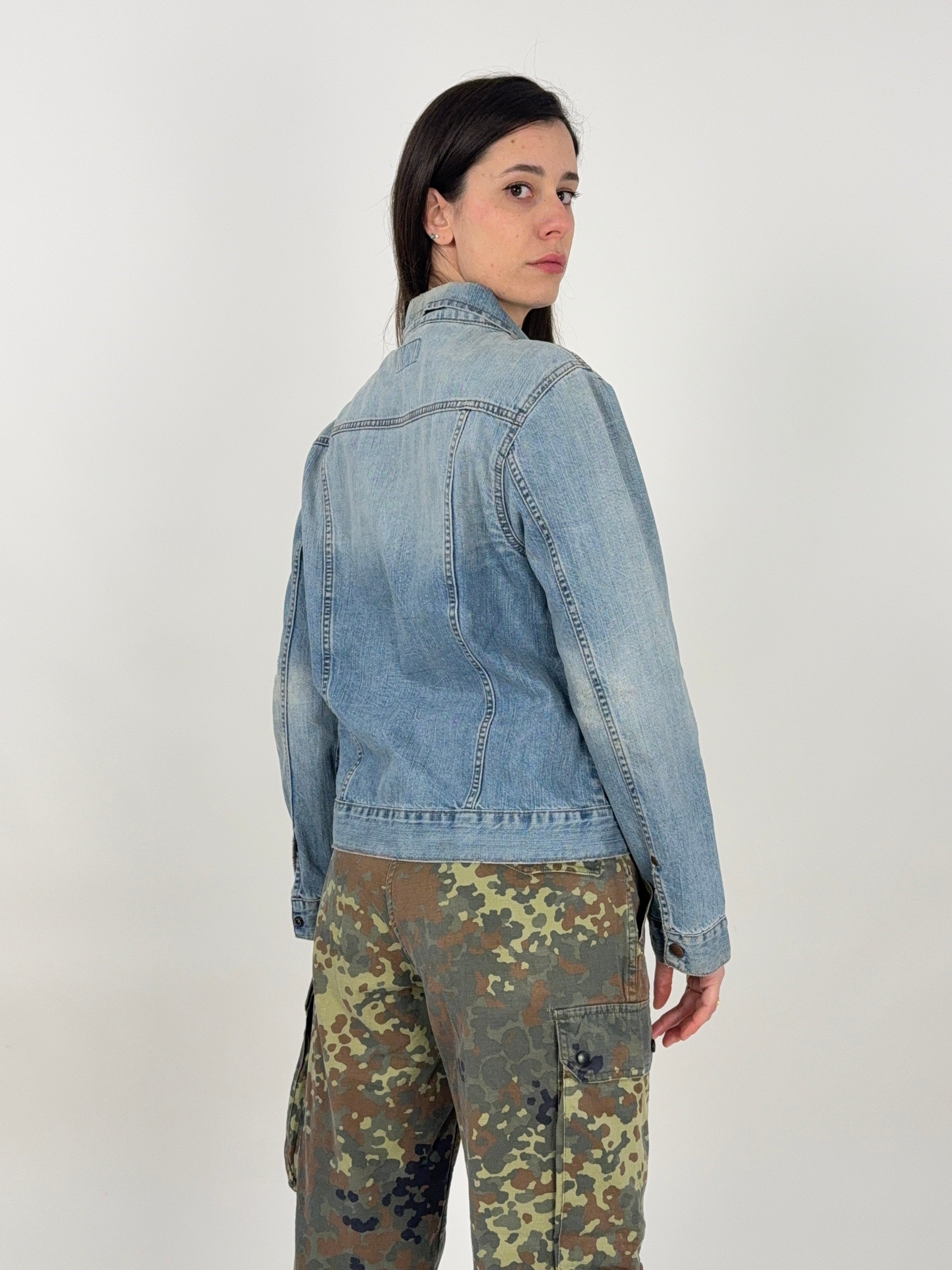 Wrangler Denim Jacket Vintage Lavaggio Chiaro Distressed - L