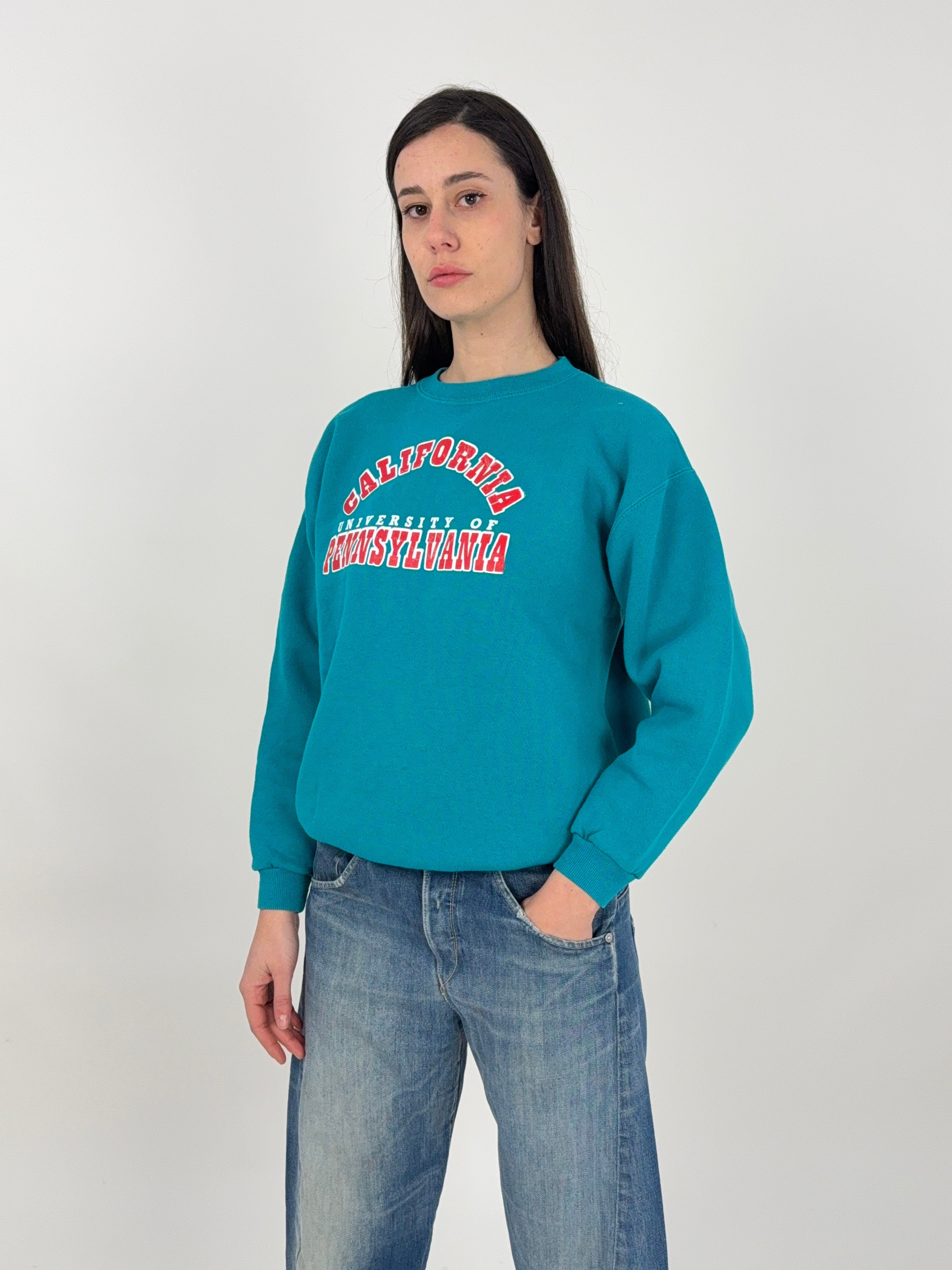 felpa americana california university of pennsylvania colore azzurro intenso taglia M/L