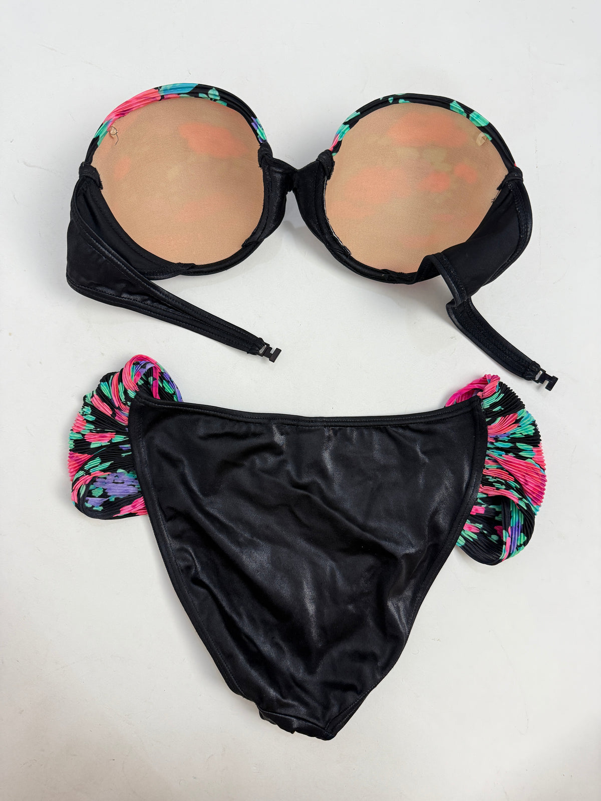 Bikini Red Point Anni '80 Plissé Floreale - Taglia M