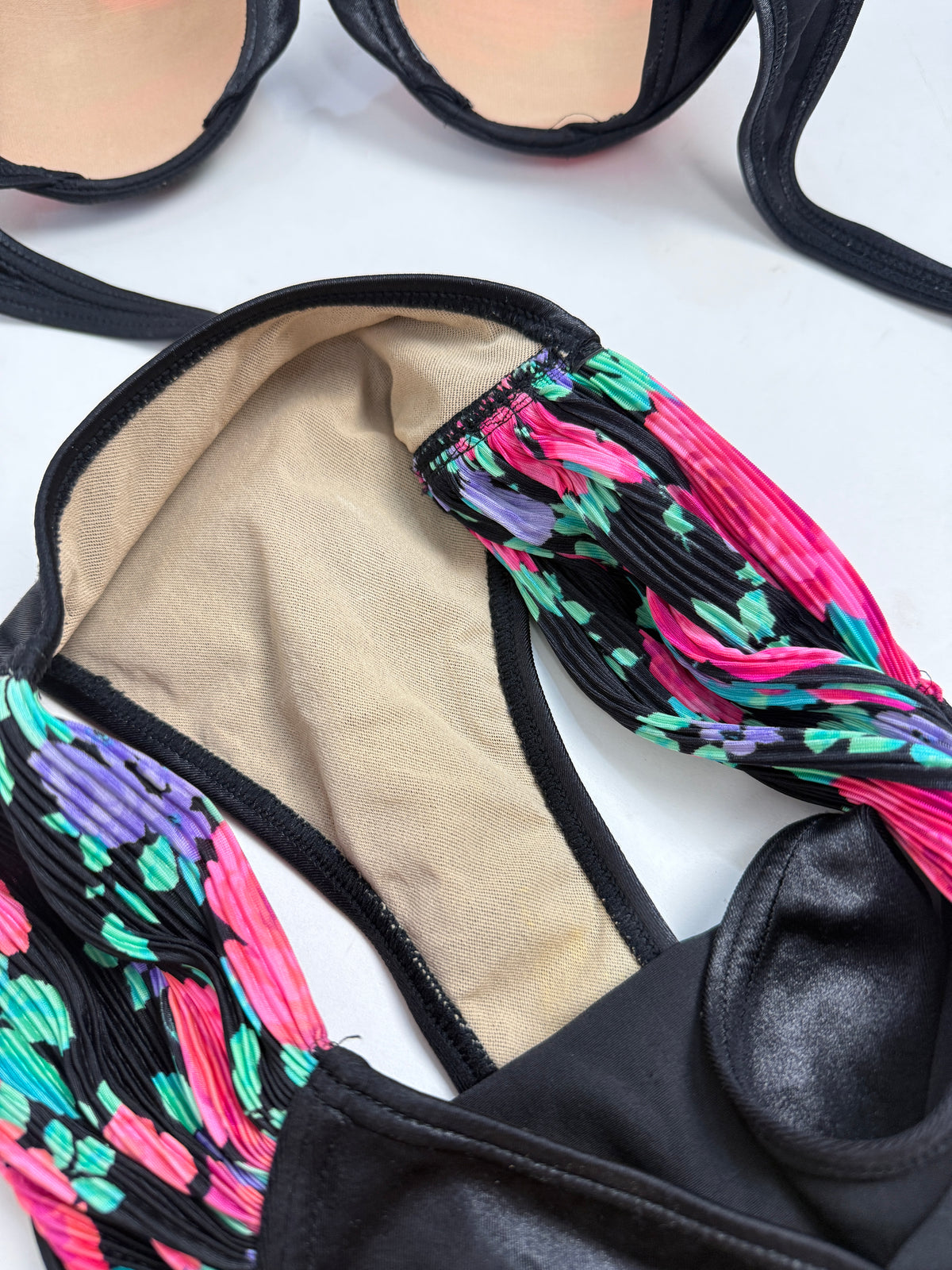 Bikini Red Point Anni '80 Plissé Floreale - Taglia M