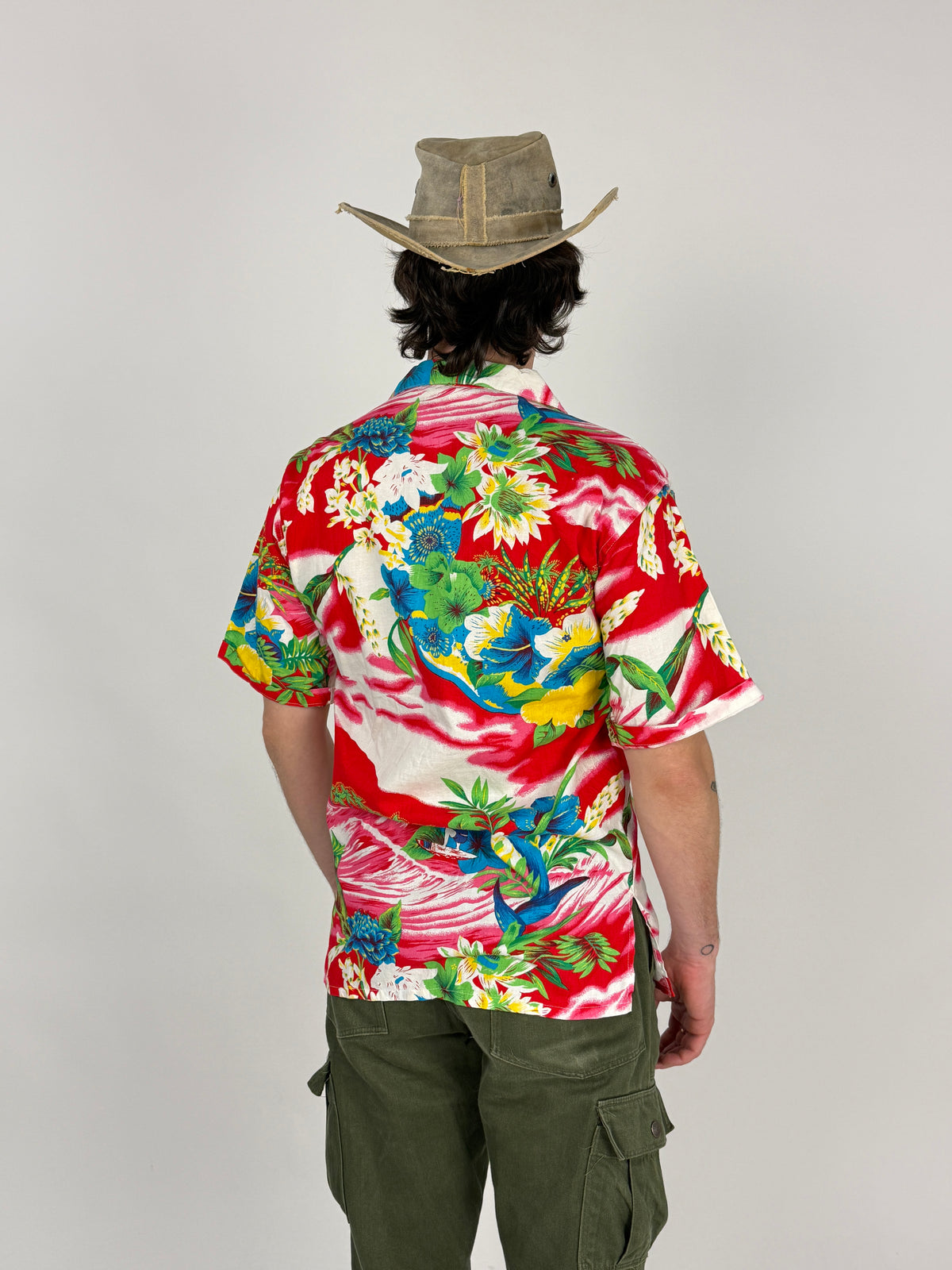 Camicia Hawaii Anni '80 Cotone  Floreale Tropicale - Taglia M