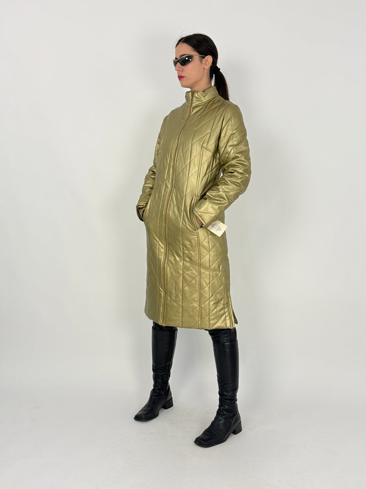 Cappotto Vintage Avant Oro Metallizzato Trapuntato - Taglia M