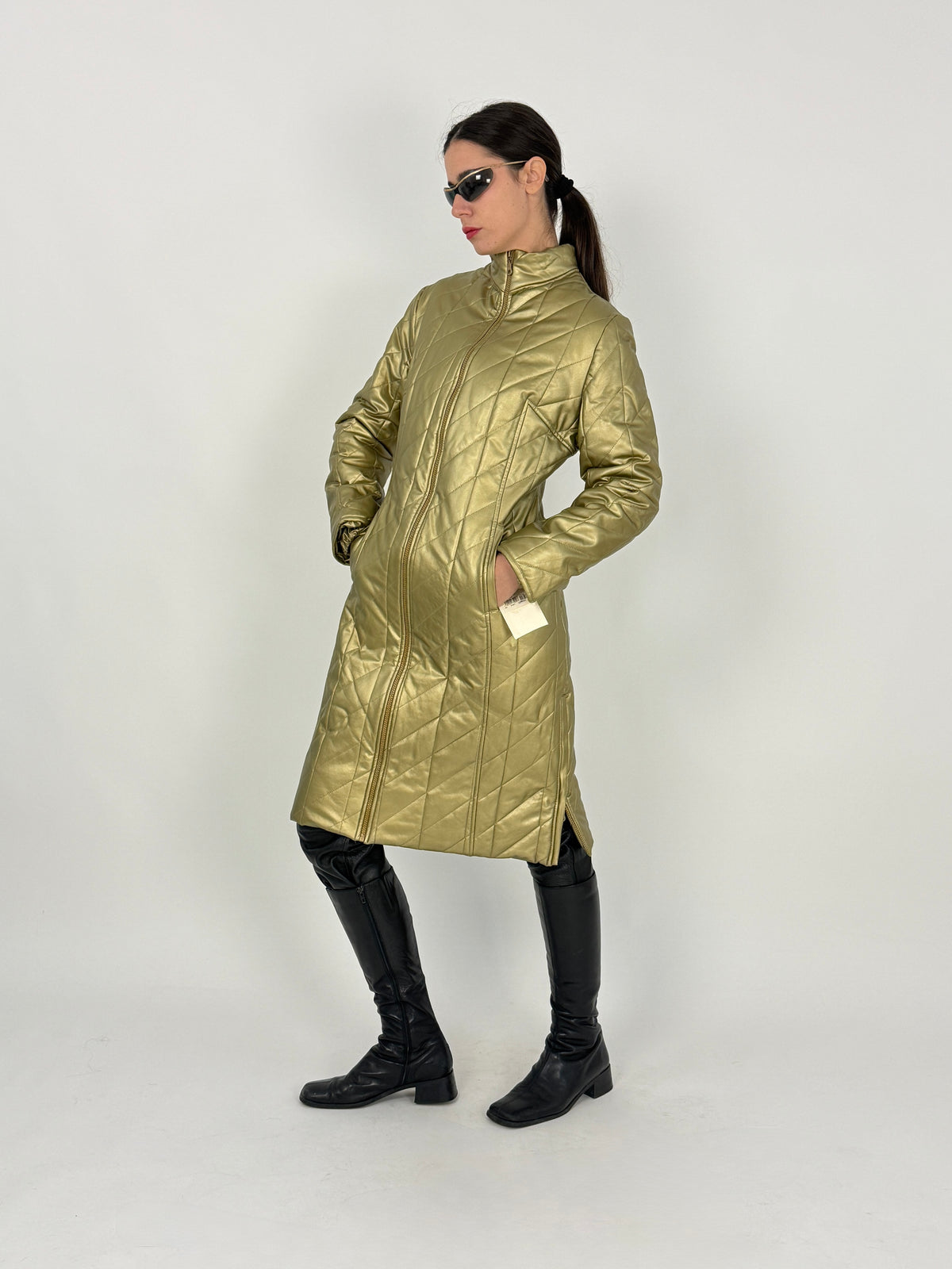 Cappotto Vintage Avant Oro Metallizzato Trapuntato - Taglia M