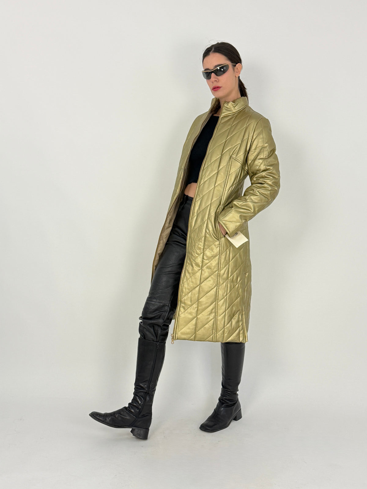 Cappotto Vintage Avant Oro Metallizzato Trapuntato - Taglia M