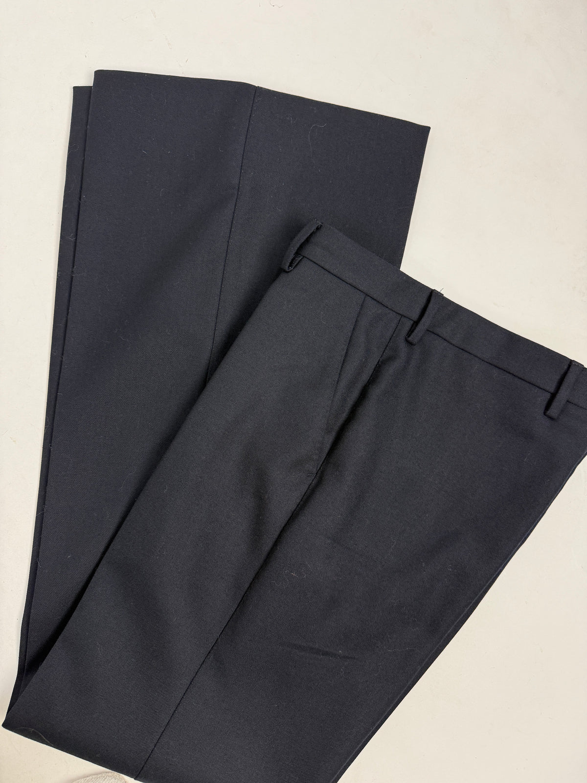 Pantaloni Anni '70 in Pura Lana Blu - Taglia 40/S
