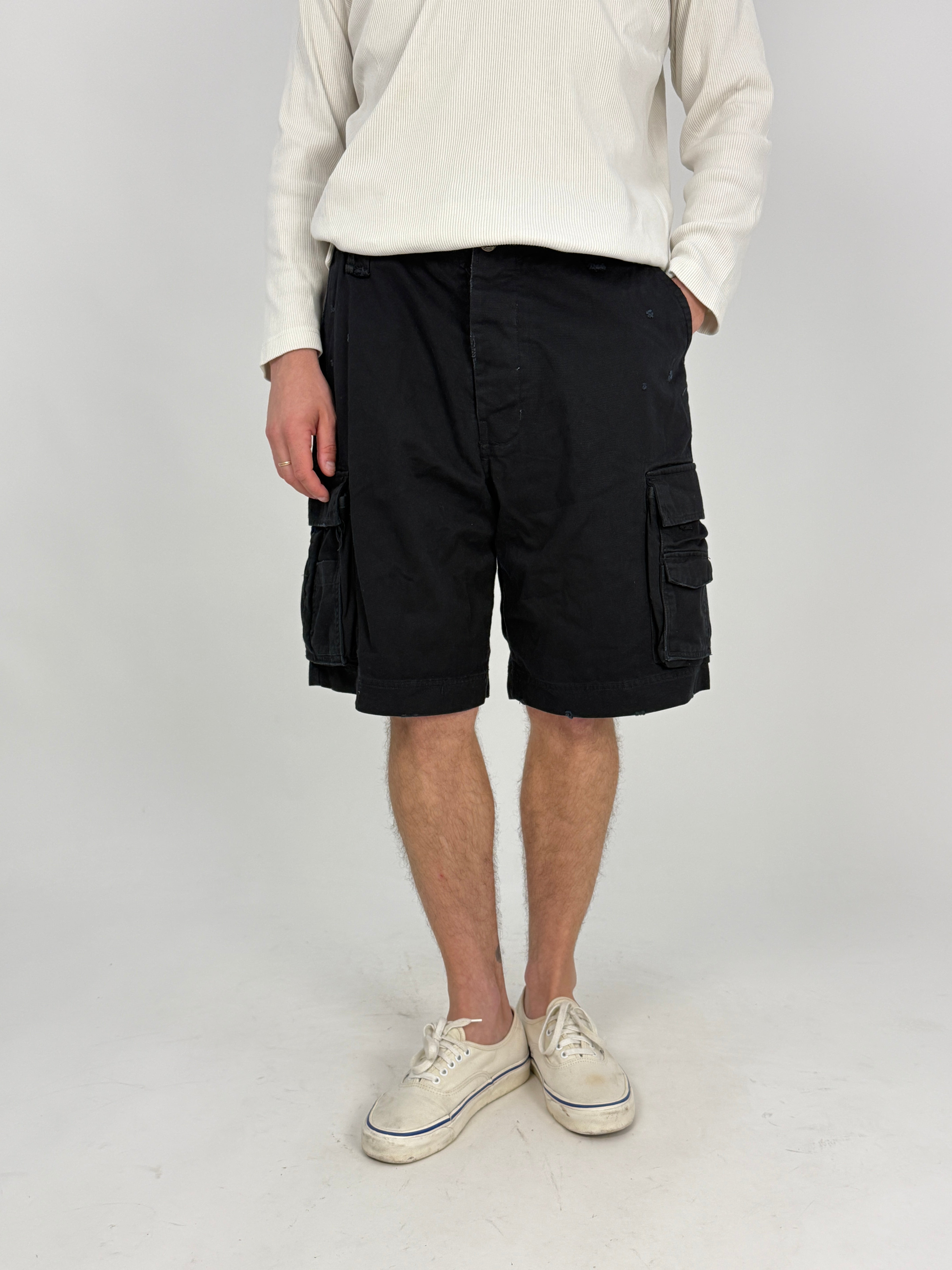 Bermuda Cargo Militare Nero Vintage - Taglia 48/M