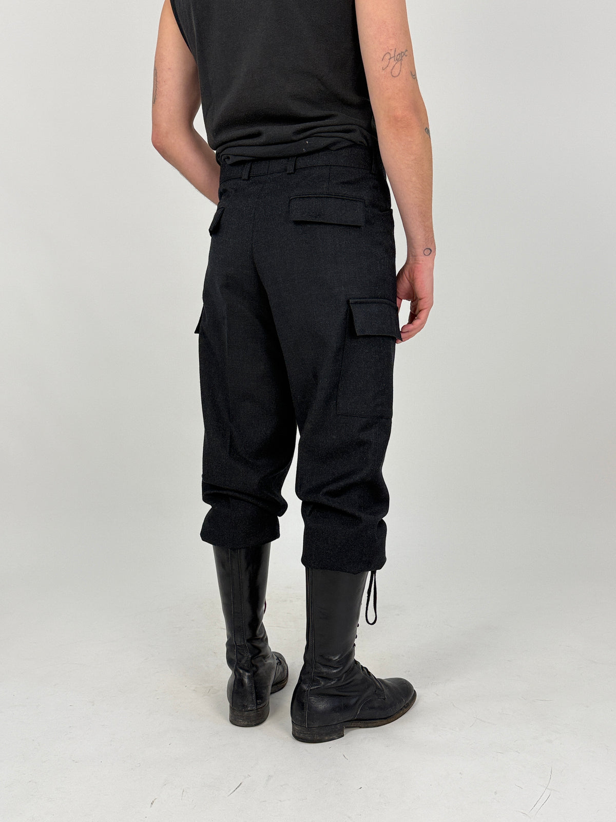Pantaloni Cargo in Lana Grigio Antracite - Taglia 48