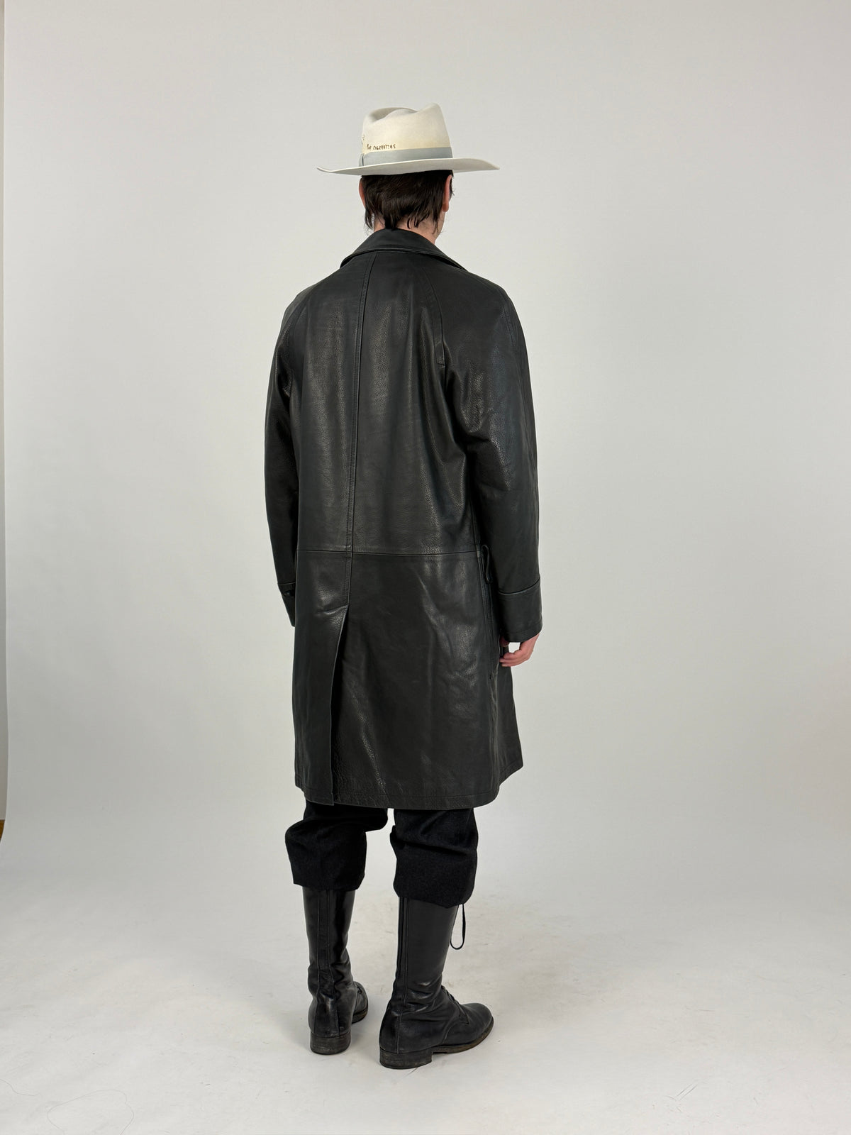 Cappotto Anni '90 in Pelle Martellata - Taglia M