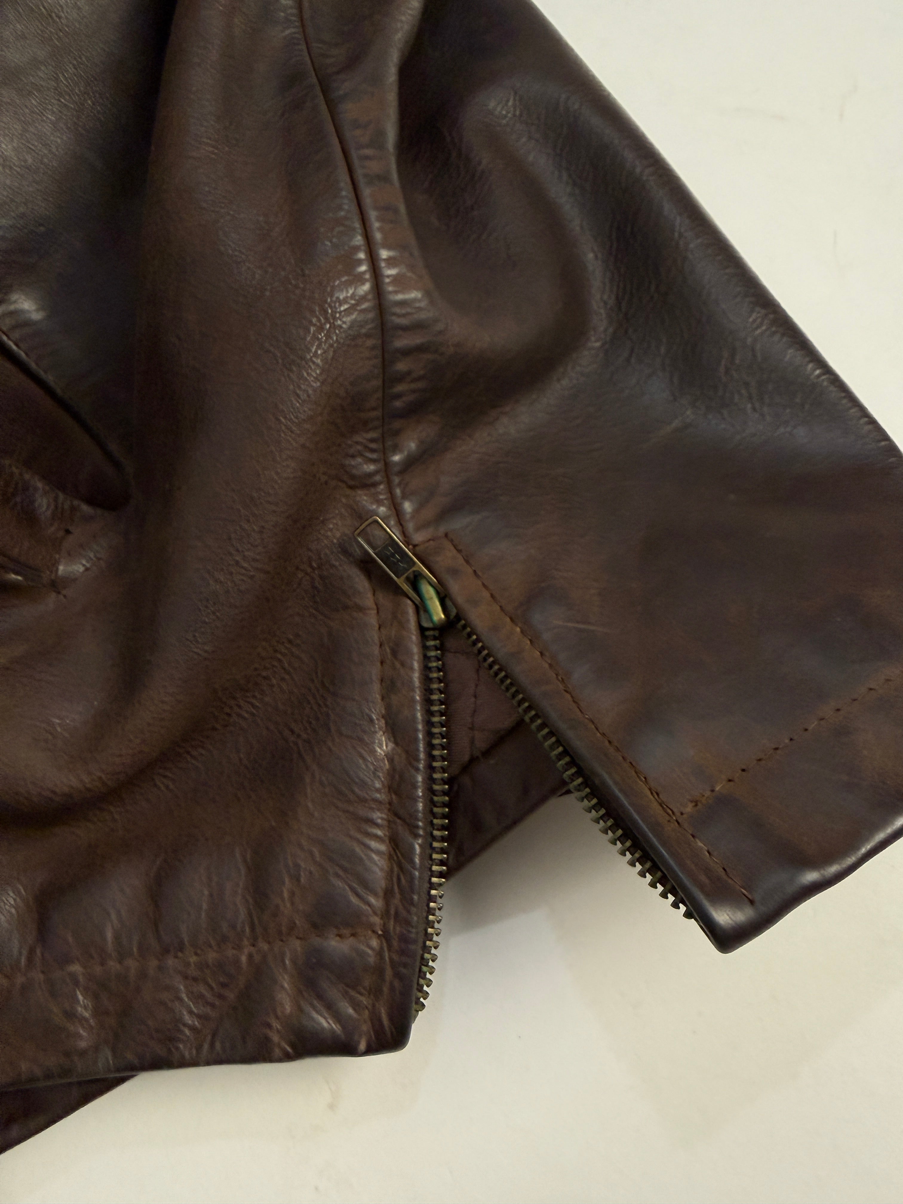 Giacca in Pelle Vintage interno trapuntato - taglia L